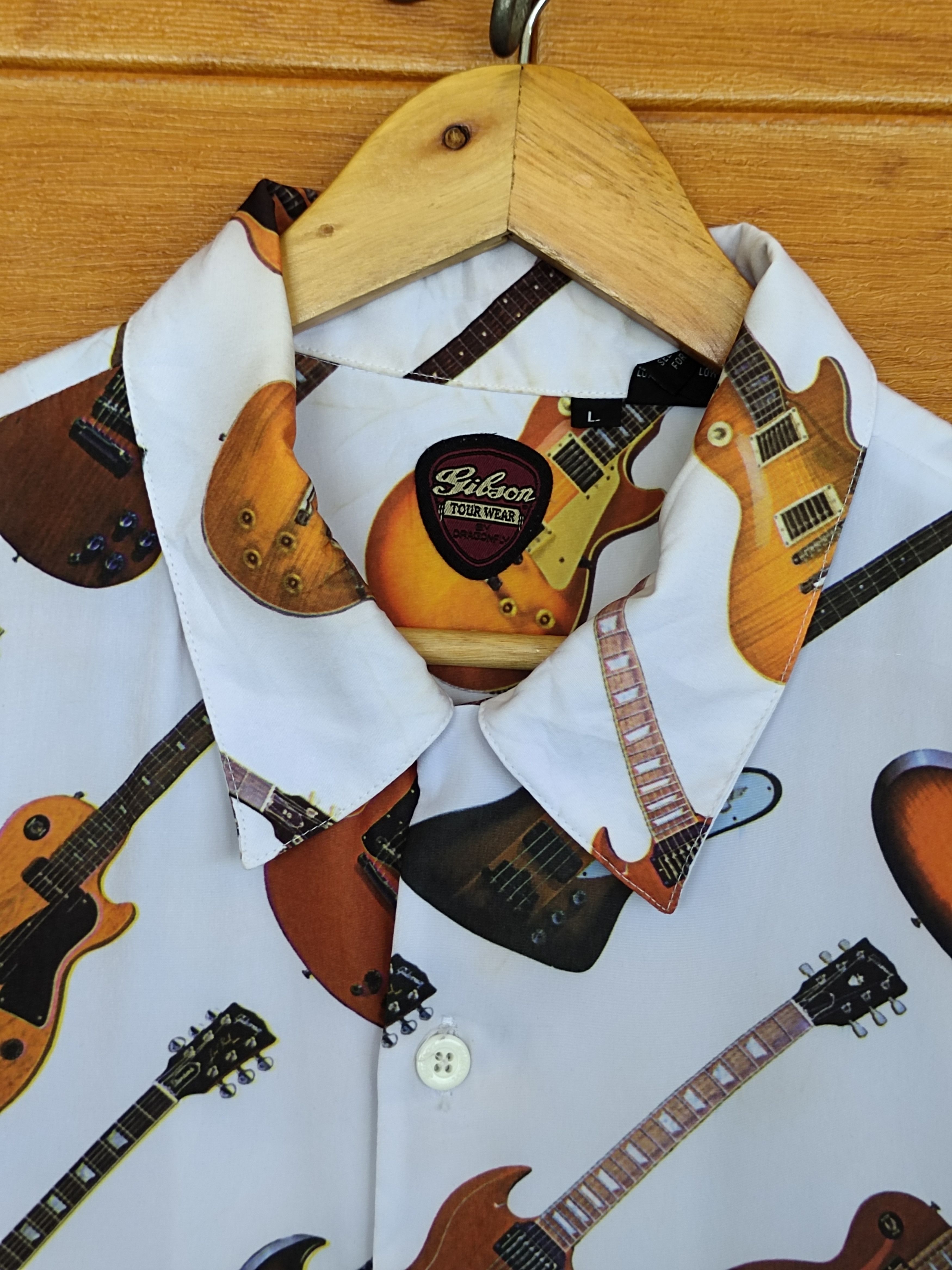 Dragonfly Vintage 90s Gibson Guitar By Dragonfly Full Print Shirt Size US L / EU 52-54 / 3 - 4 Thumbnail
