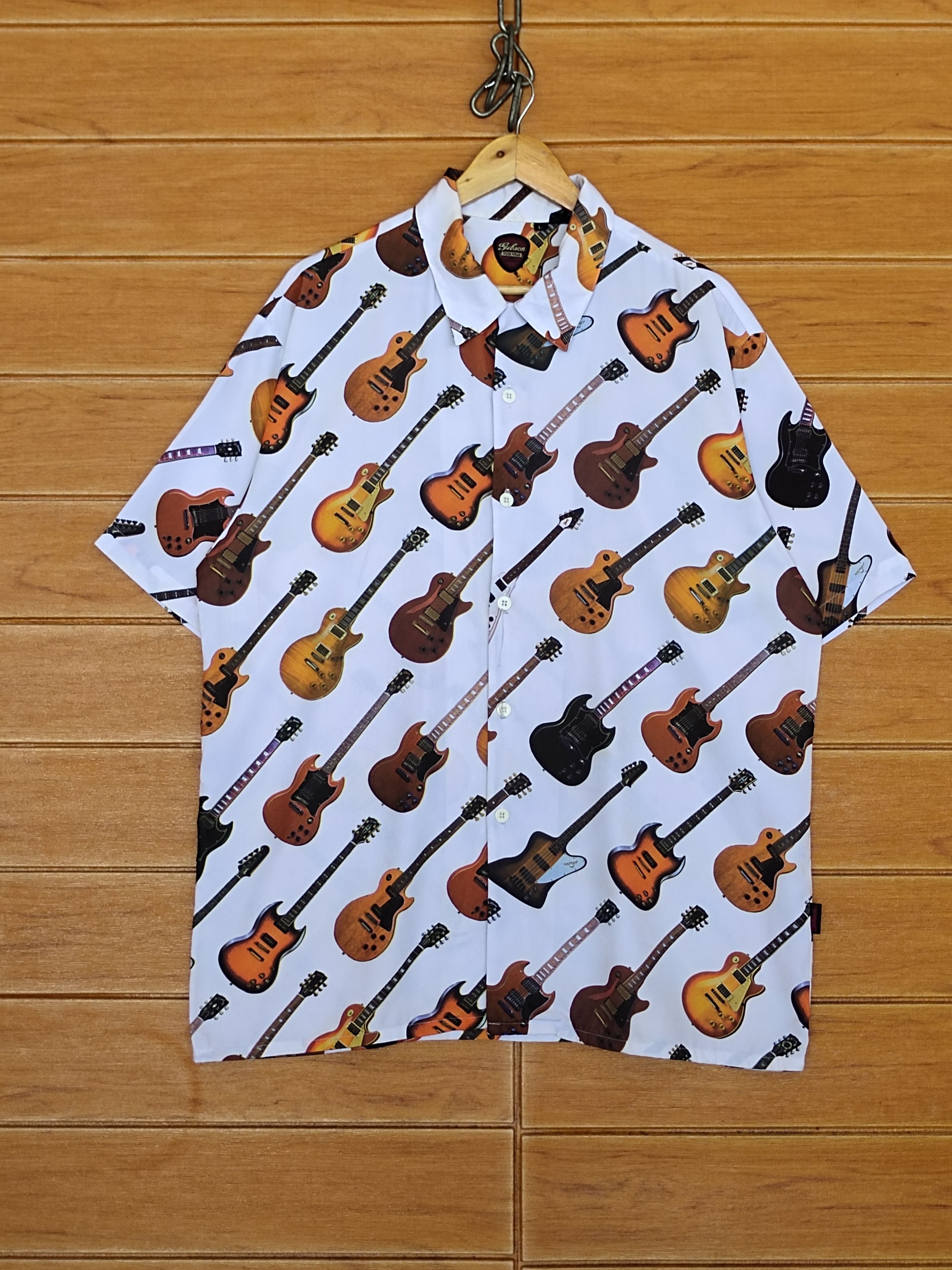 Dragonfly Vintage 90s Gibson Guitar By Dragonfly Full Print Shirt Size US L / EU 52-54 / 3 - 2 Thumbnail