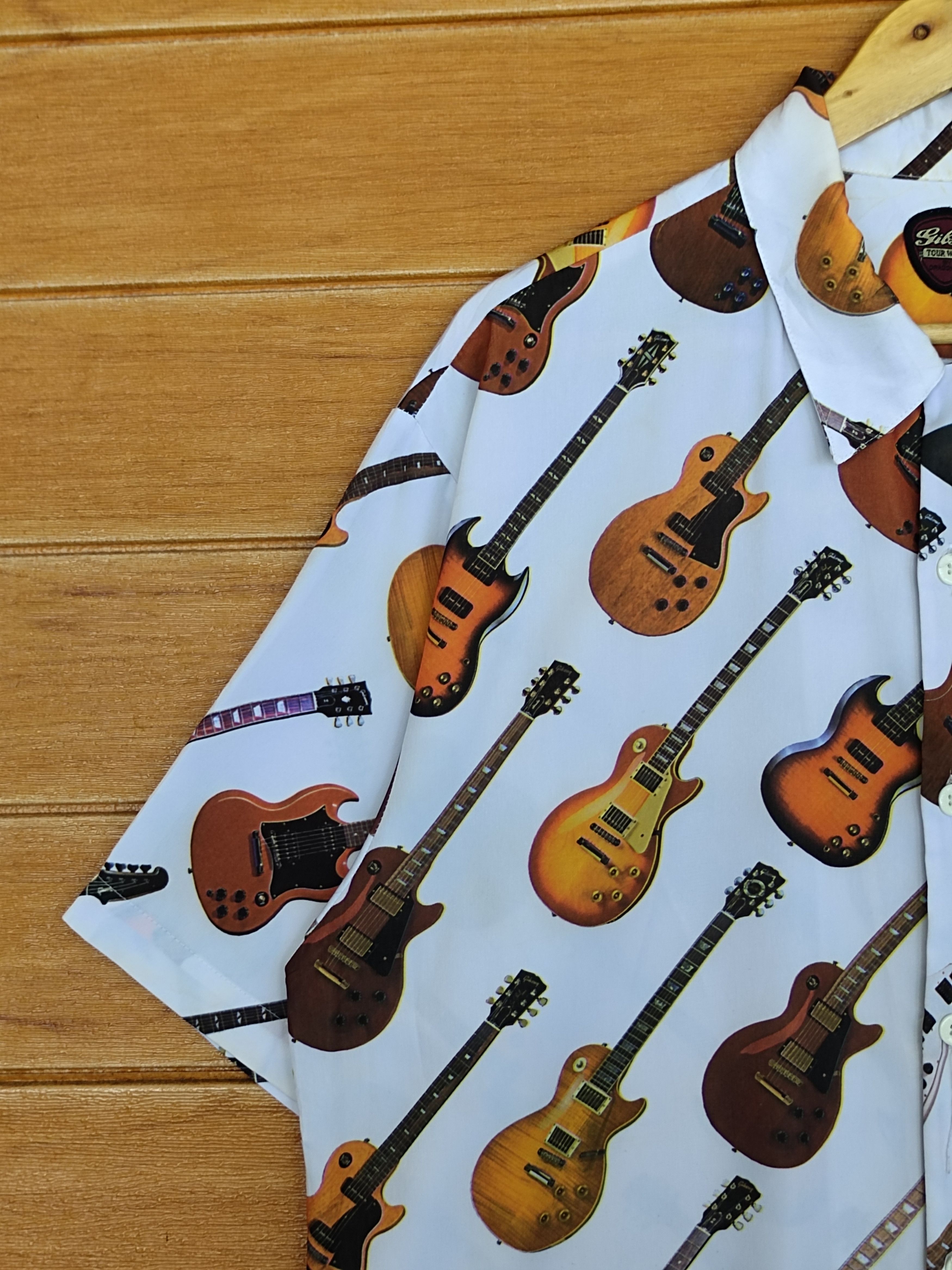Dragonfly Vintage 90s Gibson Guitar By Dragonfly Full Print Shirt Size US L / EU 52-54 / 3 - 6 Thumbnail