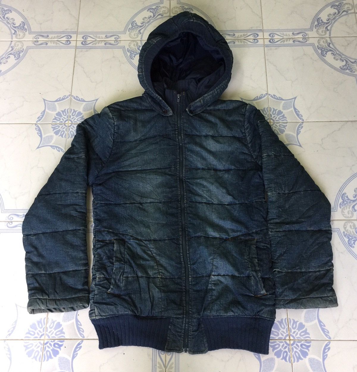 Japanese Brand Denim Puffer Jacket Hoodie Size US S / EU 44-46 / 1 - 6 Thumbnail