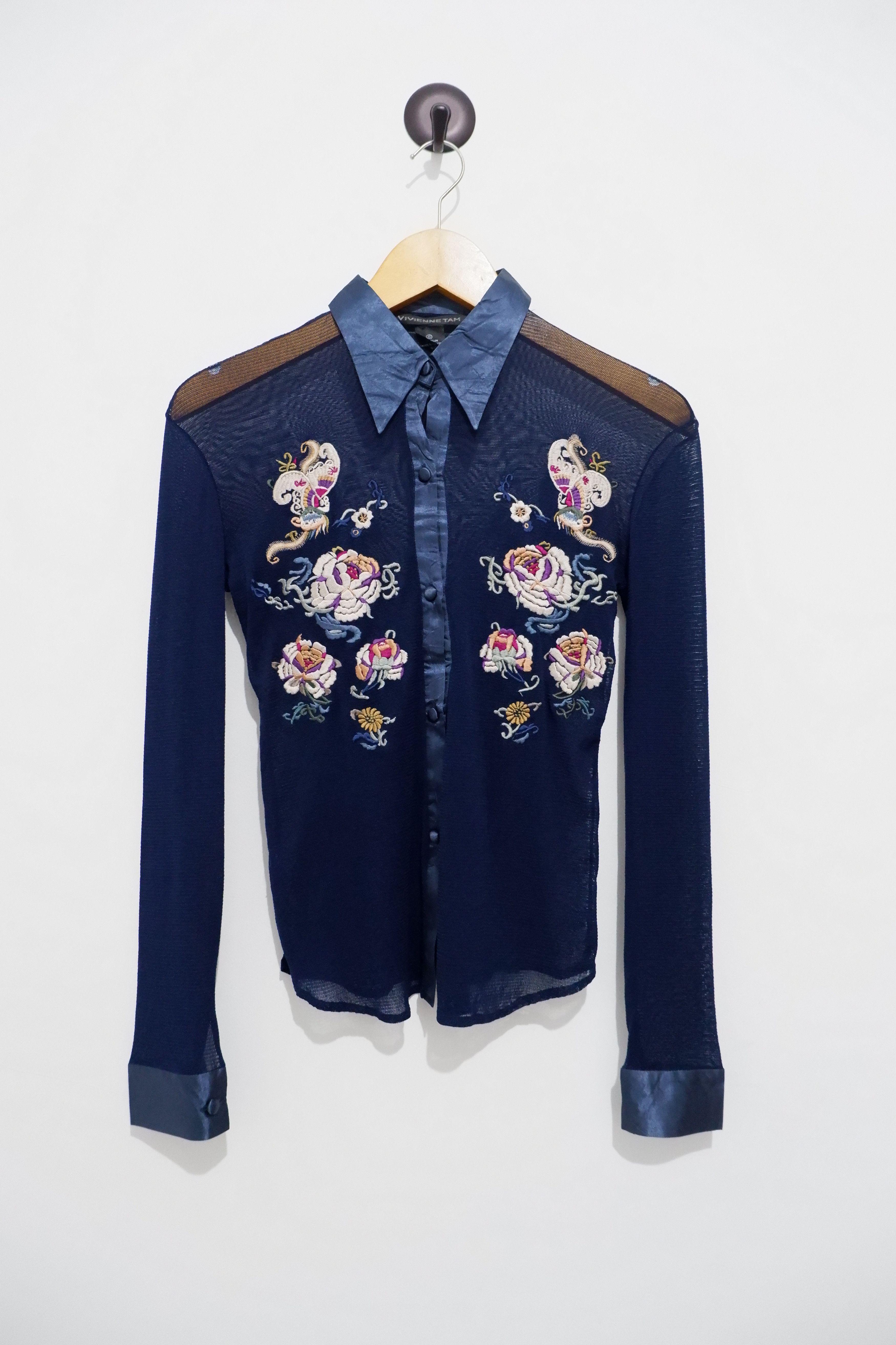 Vivienne Tam Vintage SS/1998 Vivienne Tam Embroidered Mesh Shirt Size S / US 4 / IT 40 - 1 Thumbnail