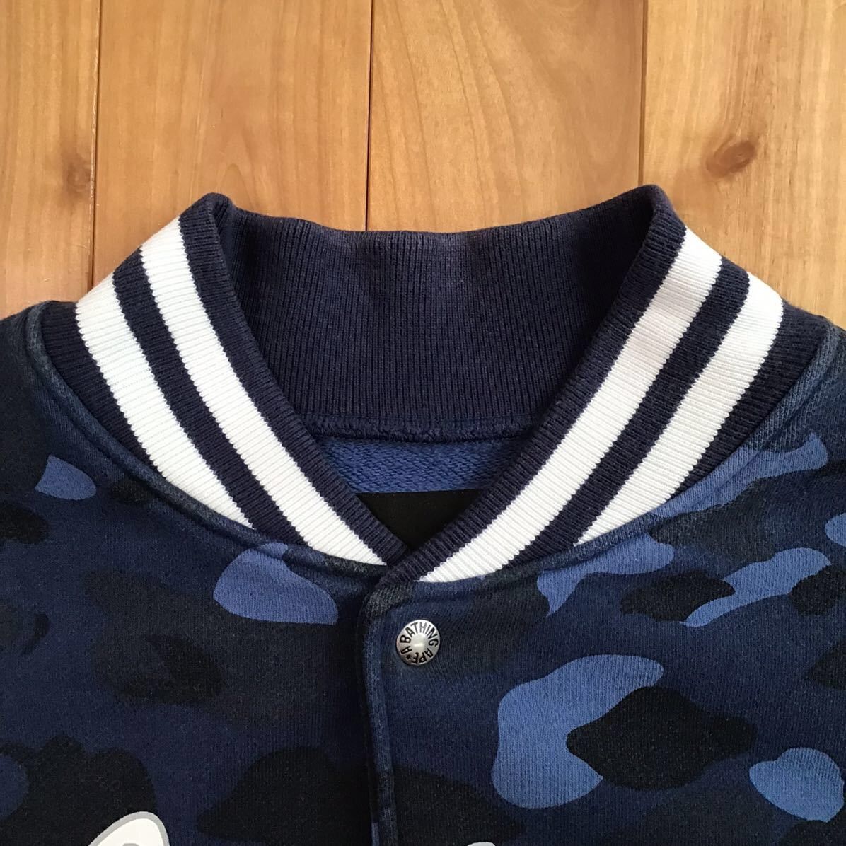 Bape × Nigo BAPE Blue camo sweat varsity jacket a bathing ape NIGO Size US L / EU 52-54 / 3 - 4 Thumbnail