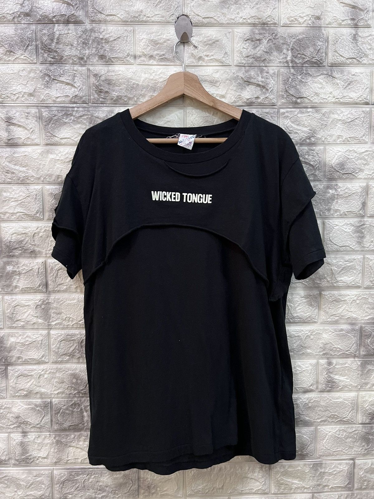 image of Designer Wicked Tongue Black Tee Nice Design, Men's (Size Medium)