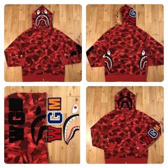 Bape Shark Hoodie Red Camo | Grailed