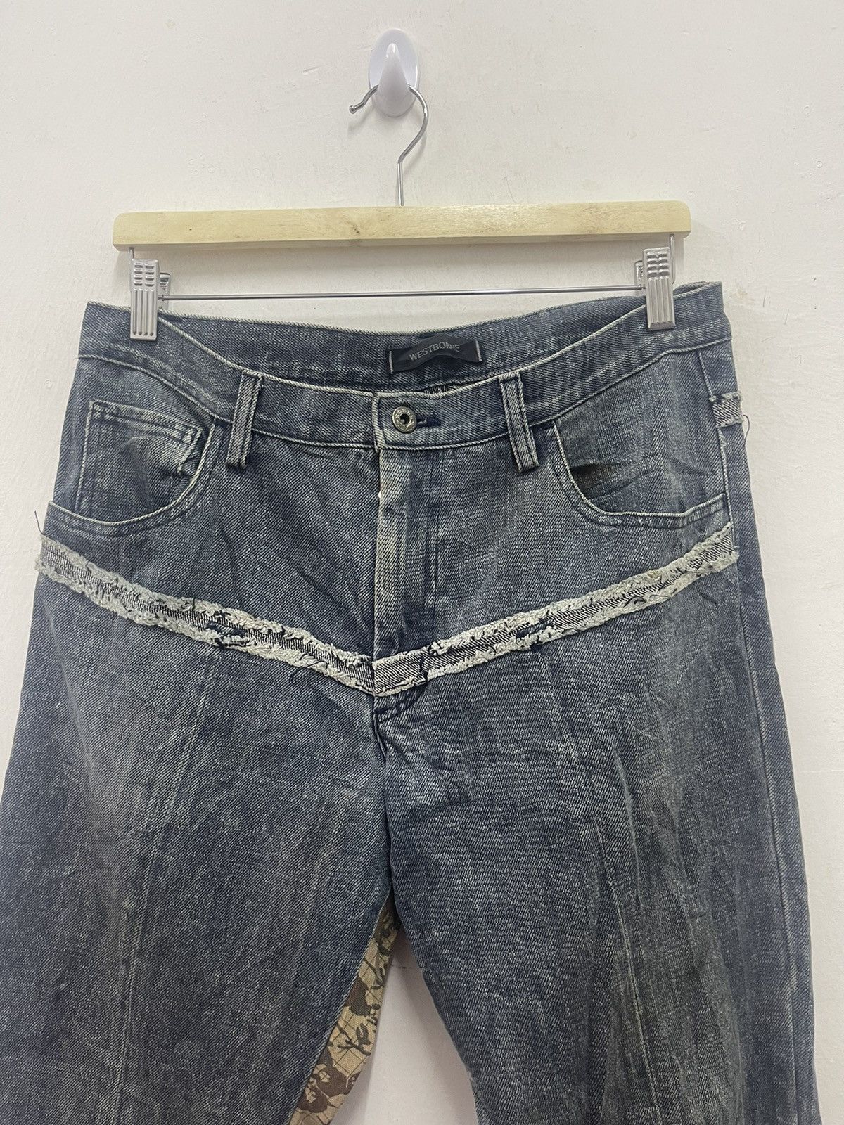 Le Grande Bleu (L.G.B.) Rare Vintage WESTBORNE Japan Patchwork Single Back Pocket Size US 32 / EU 48 - 5 Thumbnail