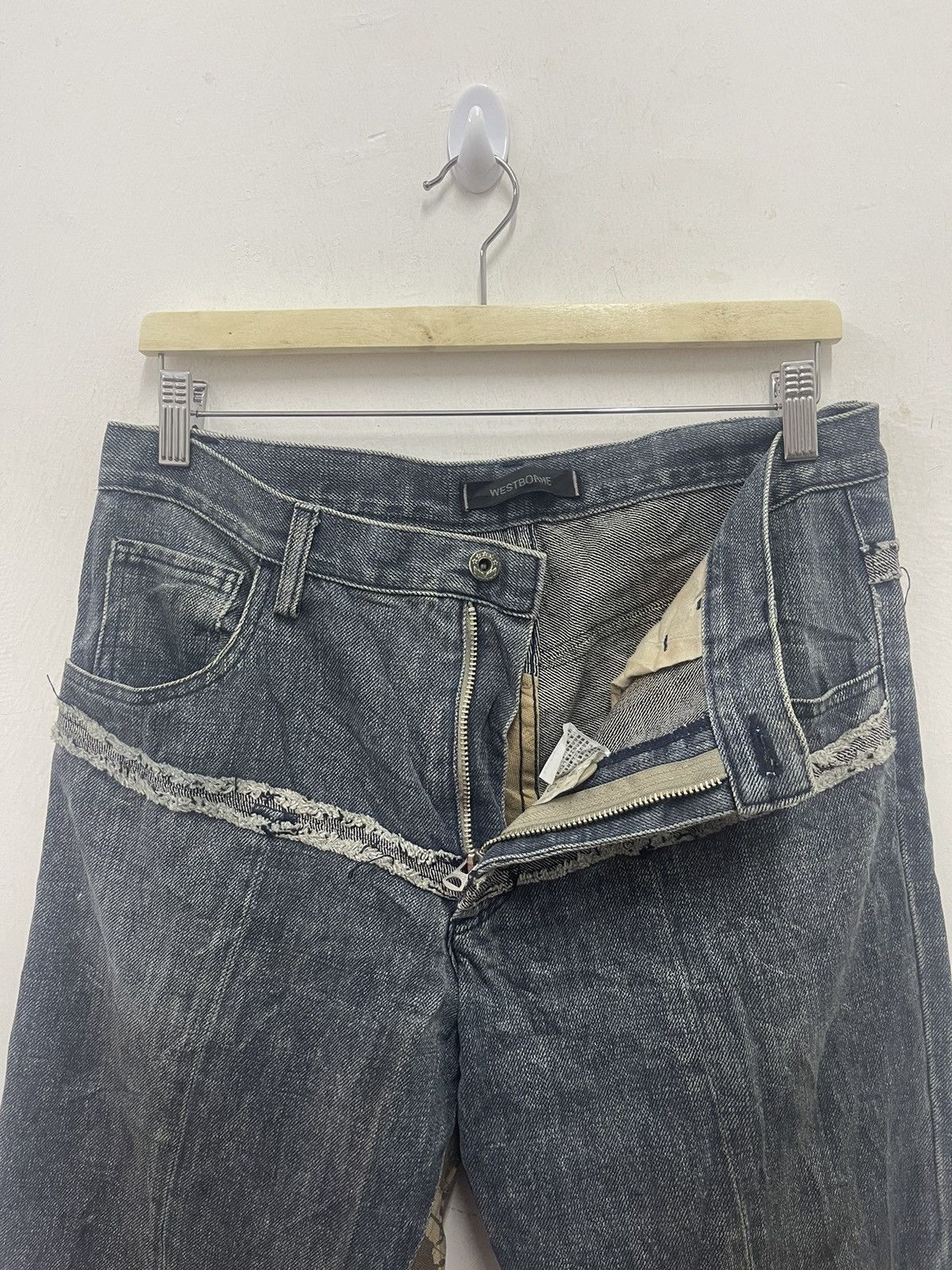 Le Grande Bleu (L.G.B.) Rare Vintage WESTBORNE Japan Patchwork Single Back Pocket Size US 32 / EU 48 - 6 Thumbnail