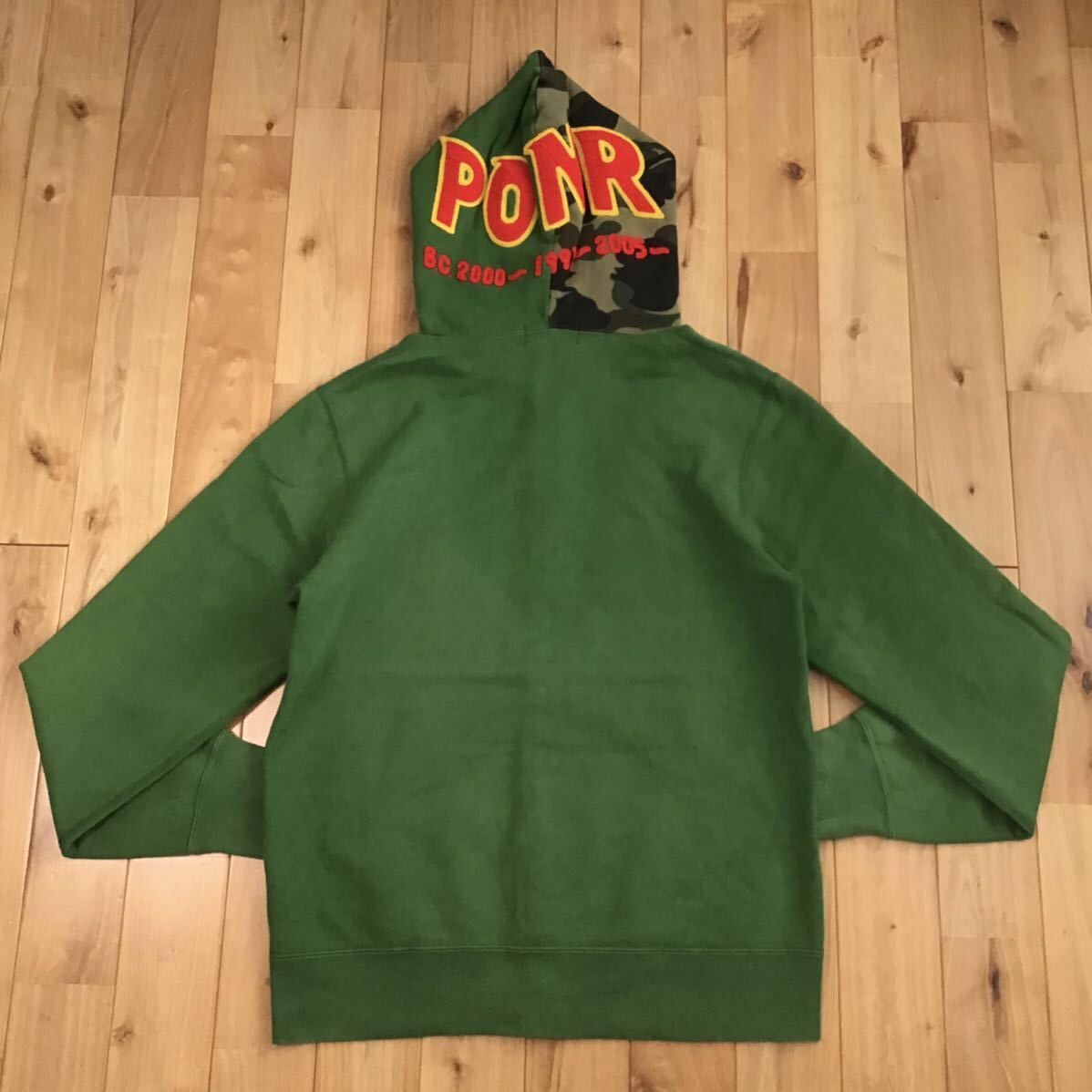 BAPE Green × 1st camo green Shark full zip hoodie ape