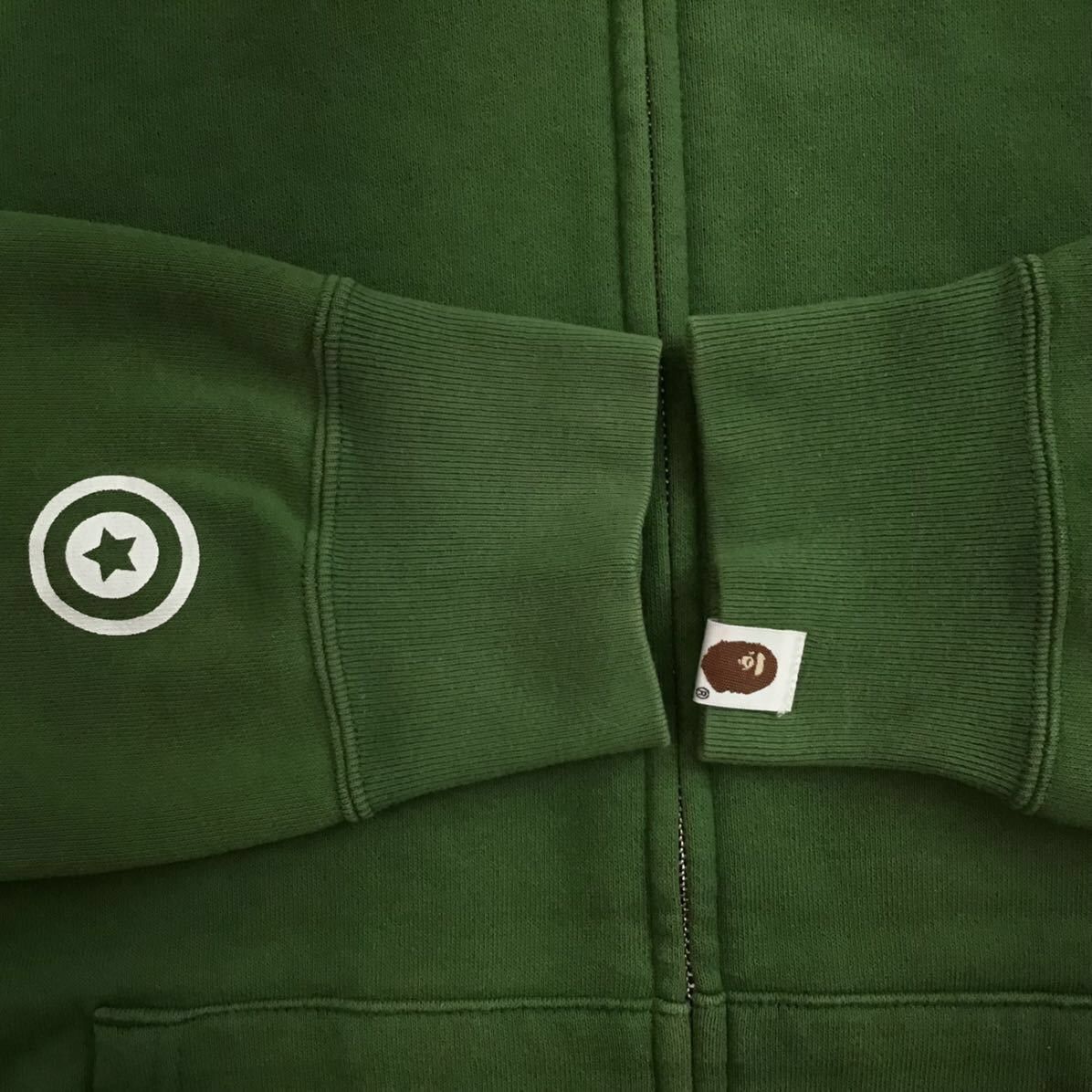 BAPE Green × 1st camo green Shark full zip hoodie ape