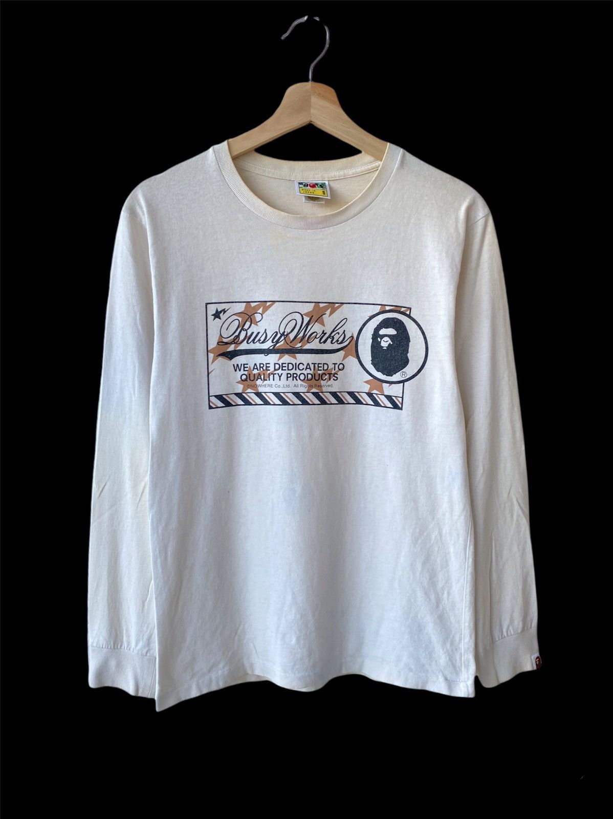 image of Bape Sta Busy Works Longsleeve Tee in White, Men's (Size Small)