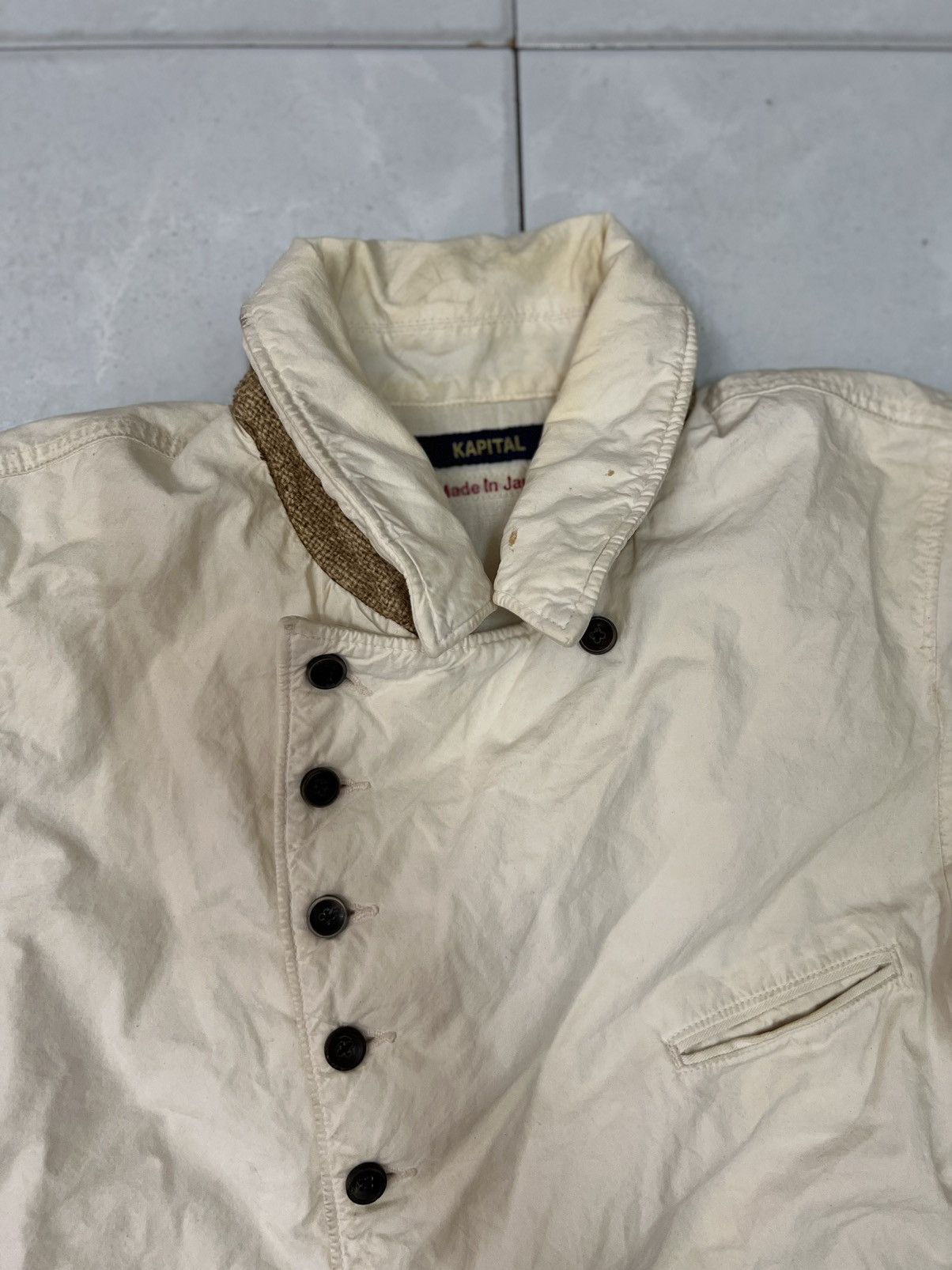 Japanese Brand KAPITAL vintage single breasted jacket 9 button cream 🇯🇵 Size US M / EU 48-50 / 2 - 5 Thumbnail
