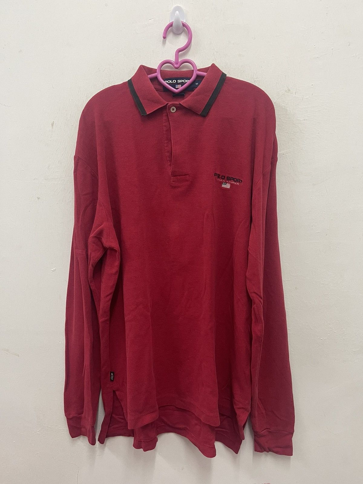 image of Polo Ralph Lauren x Ralph Lauren Sport Vintage Polo Sport Ralph Laurent Long Sleeve Polo in Red (Si