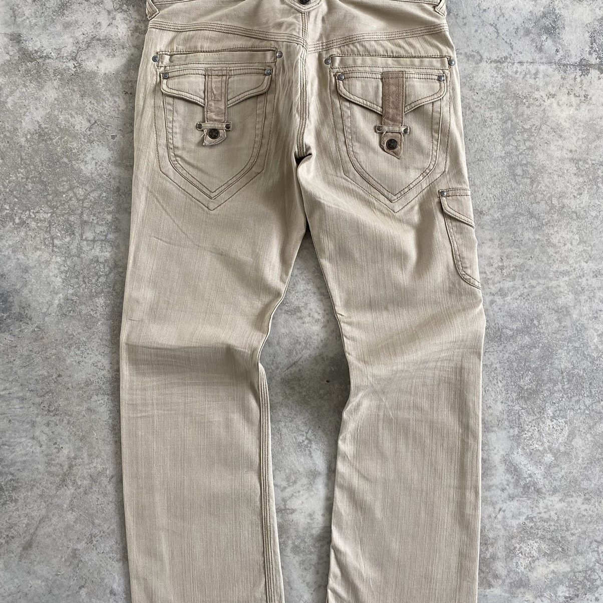 Matsuda Nicole Club For Men Leather Trimmed Flare Leg Bootcut Denim Size US 31 - 17 Thumbnail