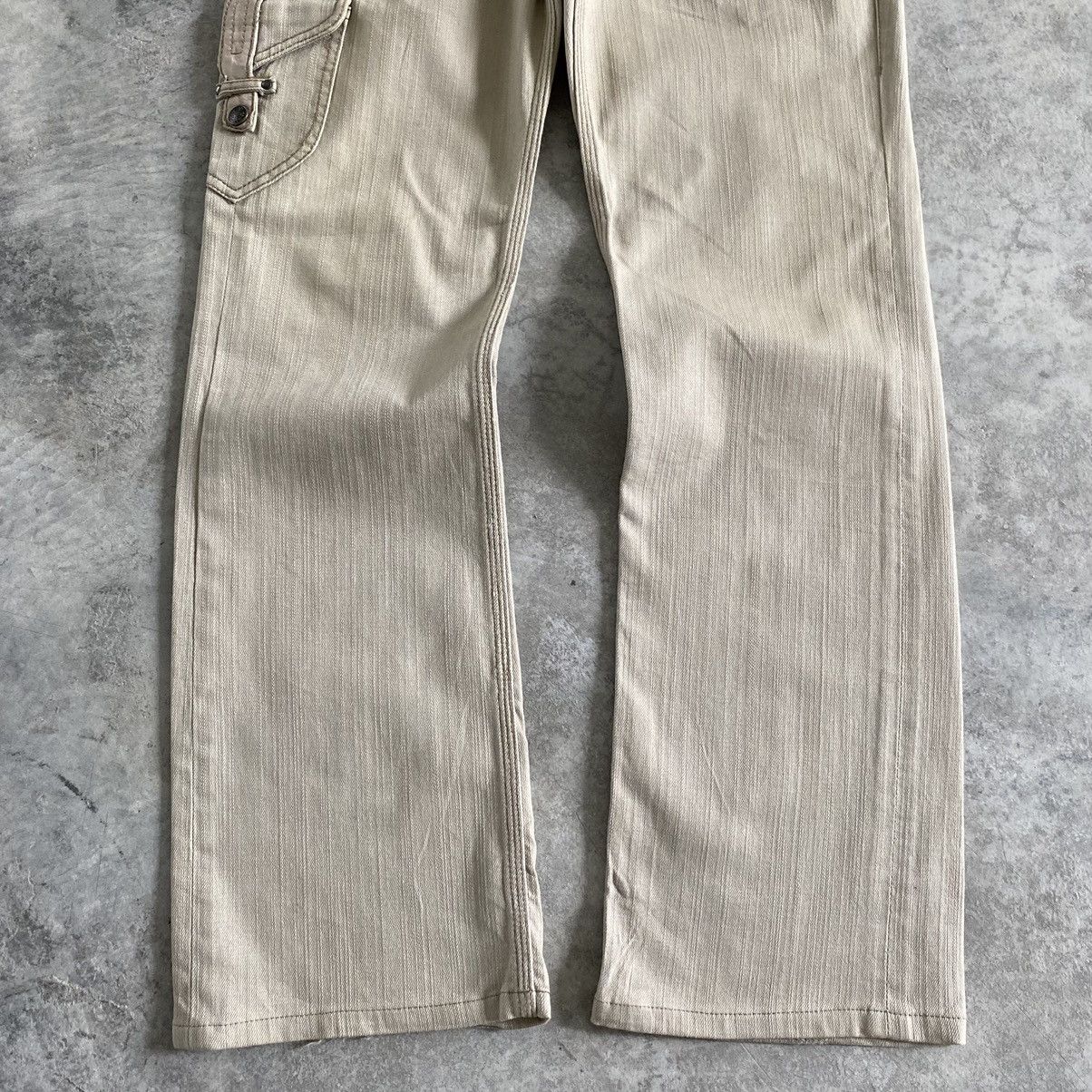 Matsuda Nicole Club For Men Leather Trimmed Flare Leg Bootcut Denim Size US 31 - 4 Thumbnail