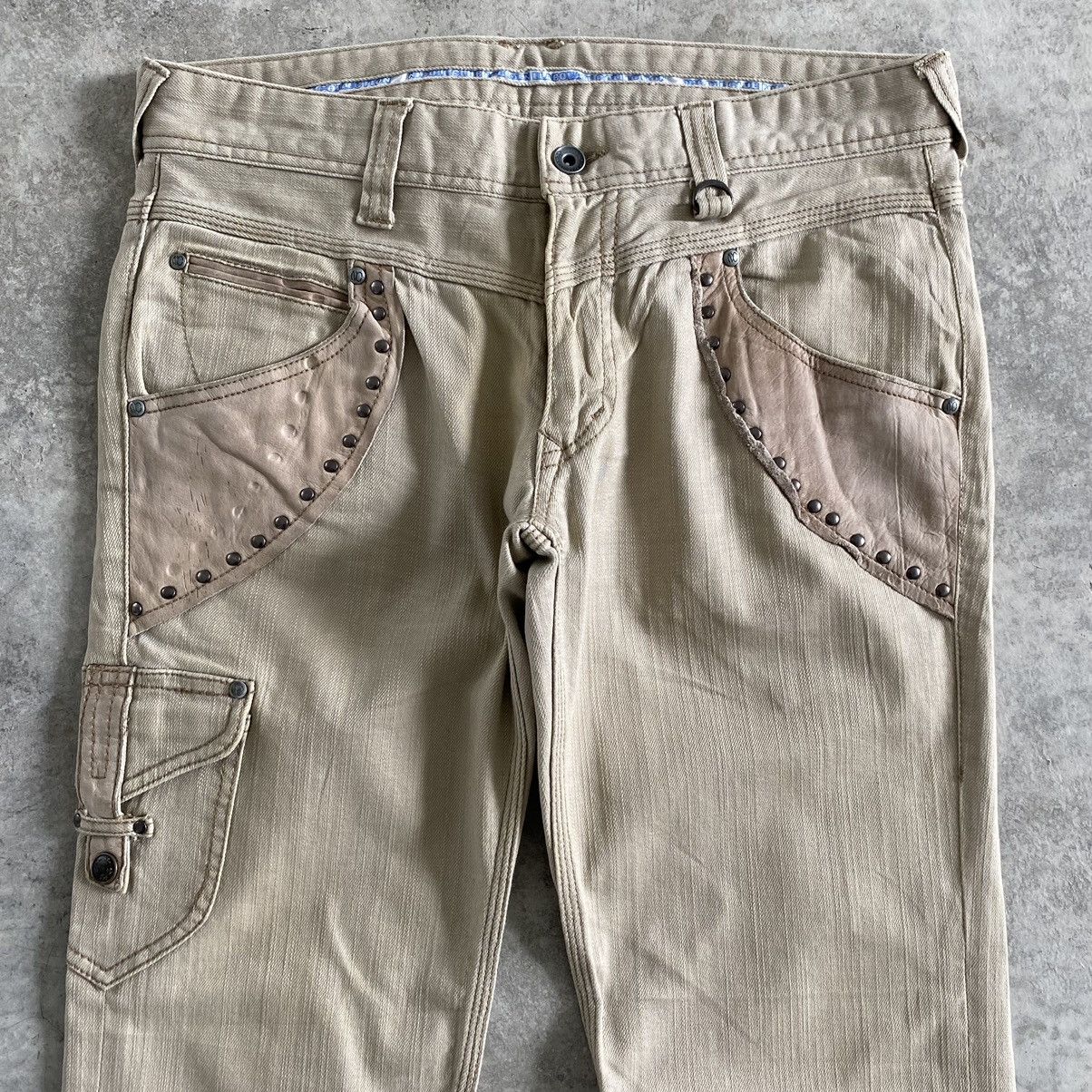 Matsuda Nicole Club For Men Leather Trimmed Flare Leg Bootcut Denim Size US 31 - 6 Thumbnail