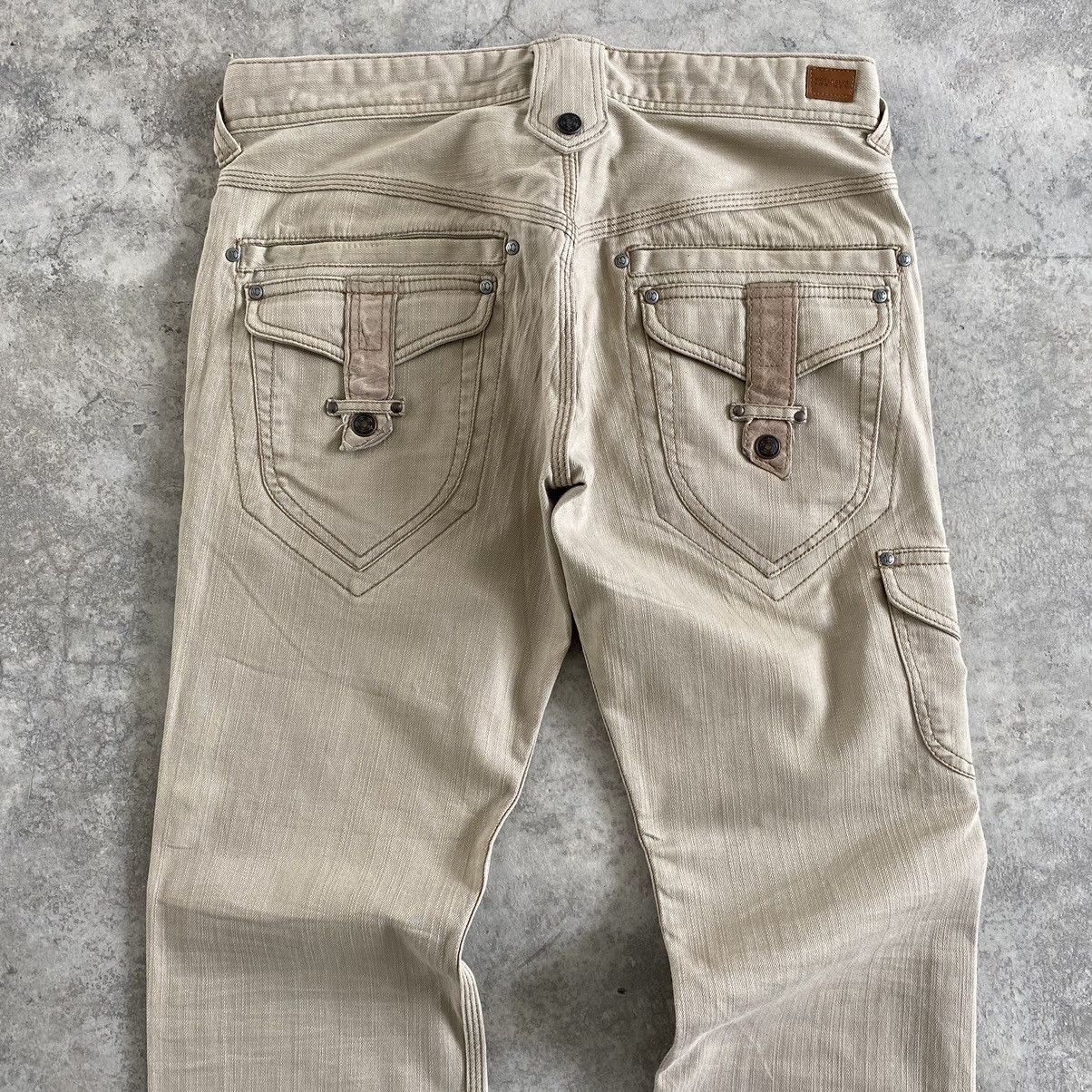 Matsuda Nicole Club For Men Leather Trimmed Flare Leg Bootcut Denim Size US 31 - 15 Thumbnail