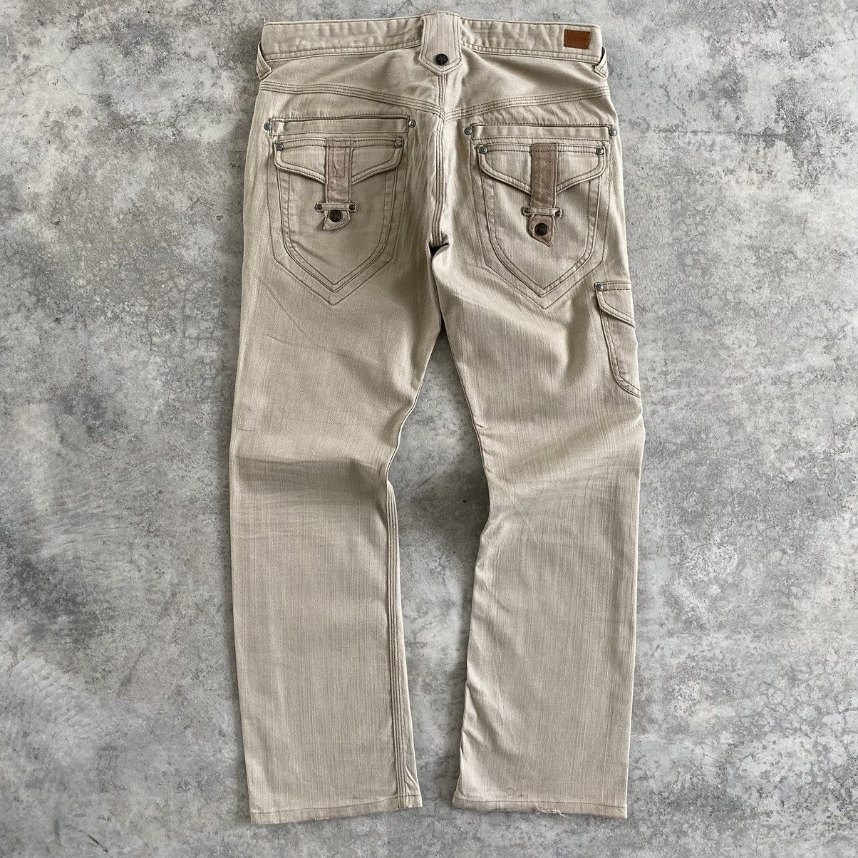 Matsuda Nicole Club For Men Leather Trimmed Flare Leg Bootcut Denim Size US 31 - 14 Thumbnail