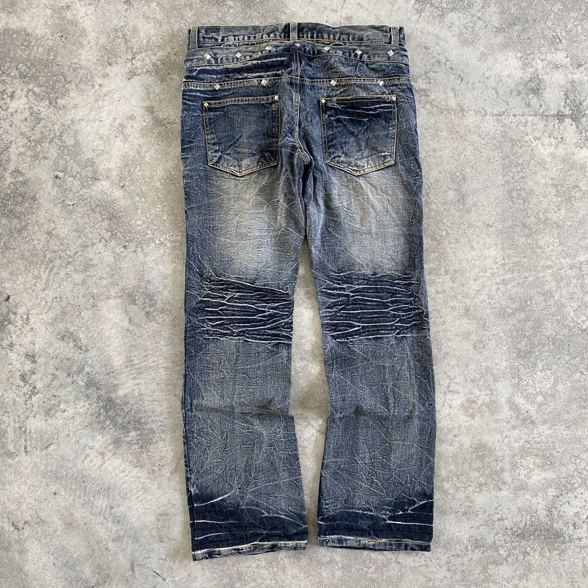Japanese Brand Black Barbara Double Waist Lace up Distressed Flared Jeans Size US 32 / EU 48 - 14 Thumbnail