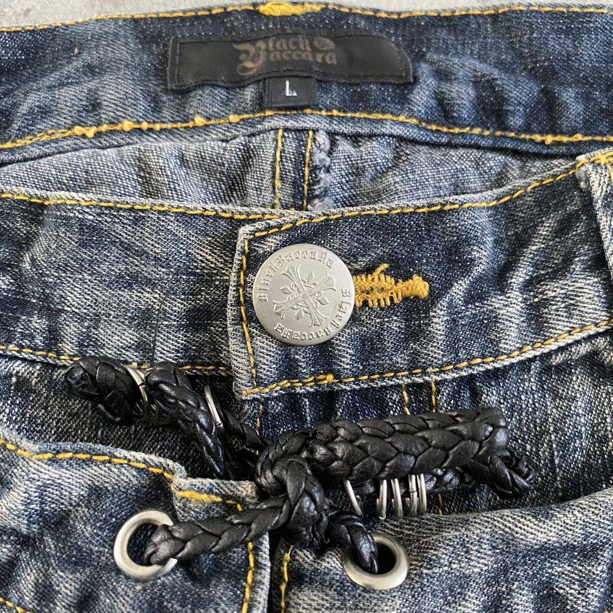 Japanese Brand Black Barbara Double Waist Lace up Distressed Flared Jeans Size US 32 / EU 48 - 21 Thumbnail