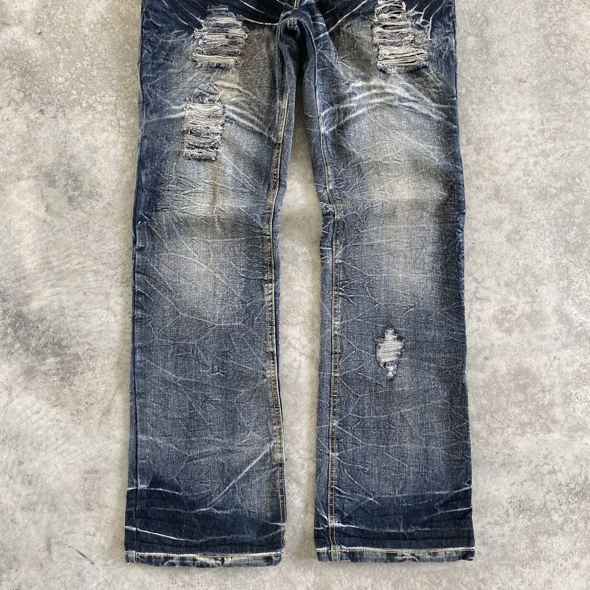 Japanese Brand Black Barbara Double Waist Lace up Distressed Flared Jeans Size US 32 / EU 48 - 4 Thumbnail