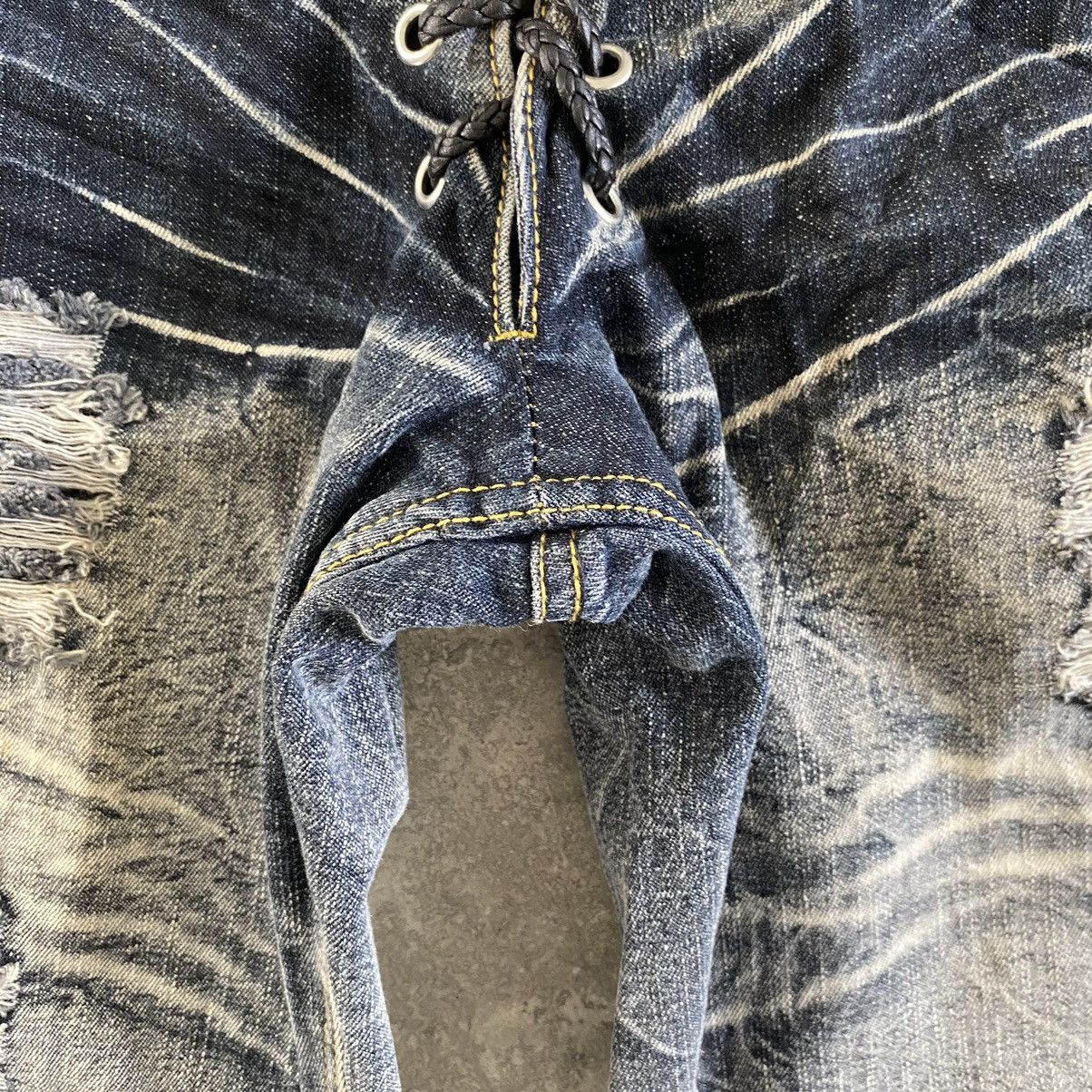Japanese Brand Black Barbara Double Waist Lace up Distressed Flared Jeans Size US 32 / EU 48 - 9 Thumbnail