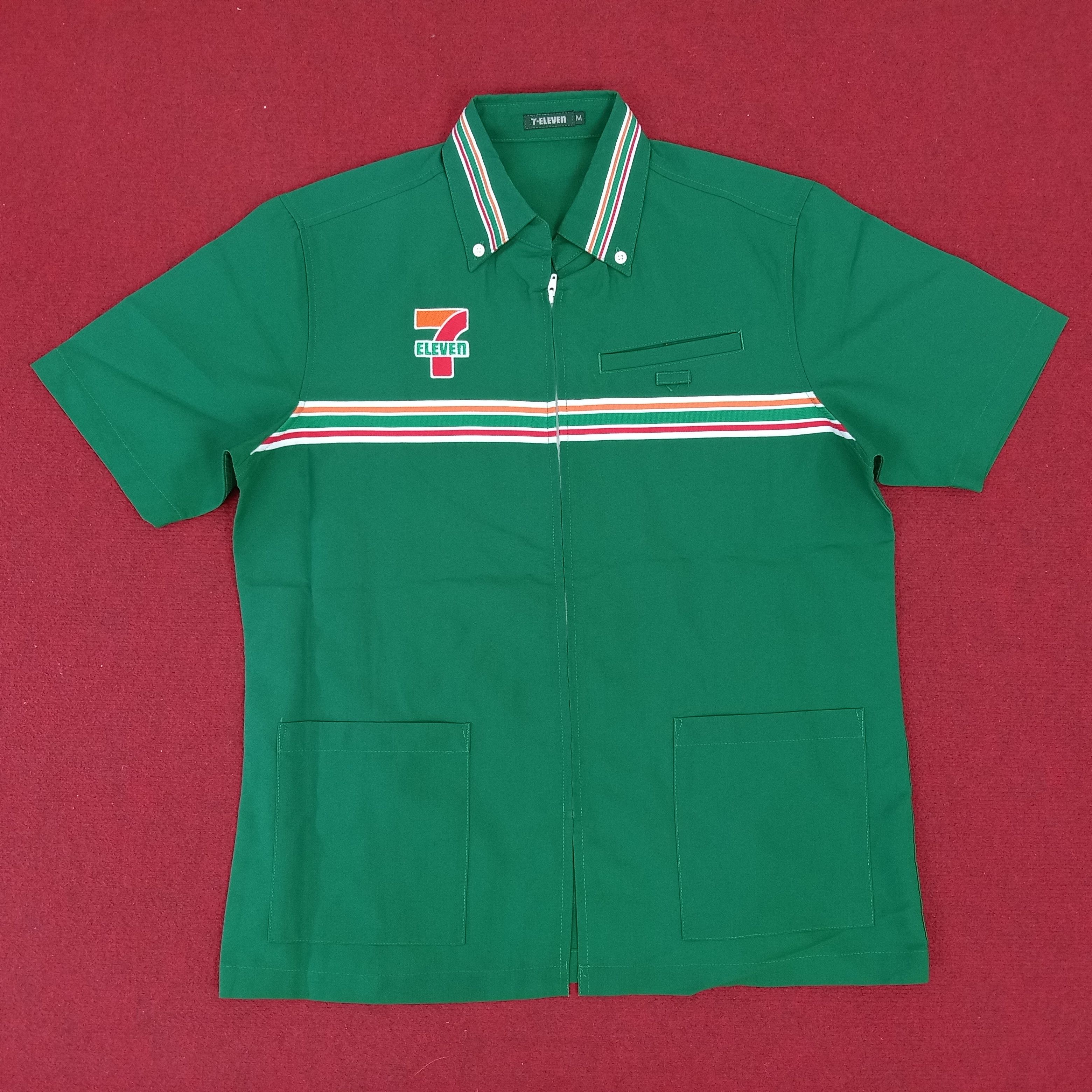 image of Vintage x Workers 7 Eleven Japanese Workers Uniform Logo Design Shirt Jacket in Green (Size Medium)