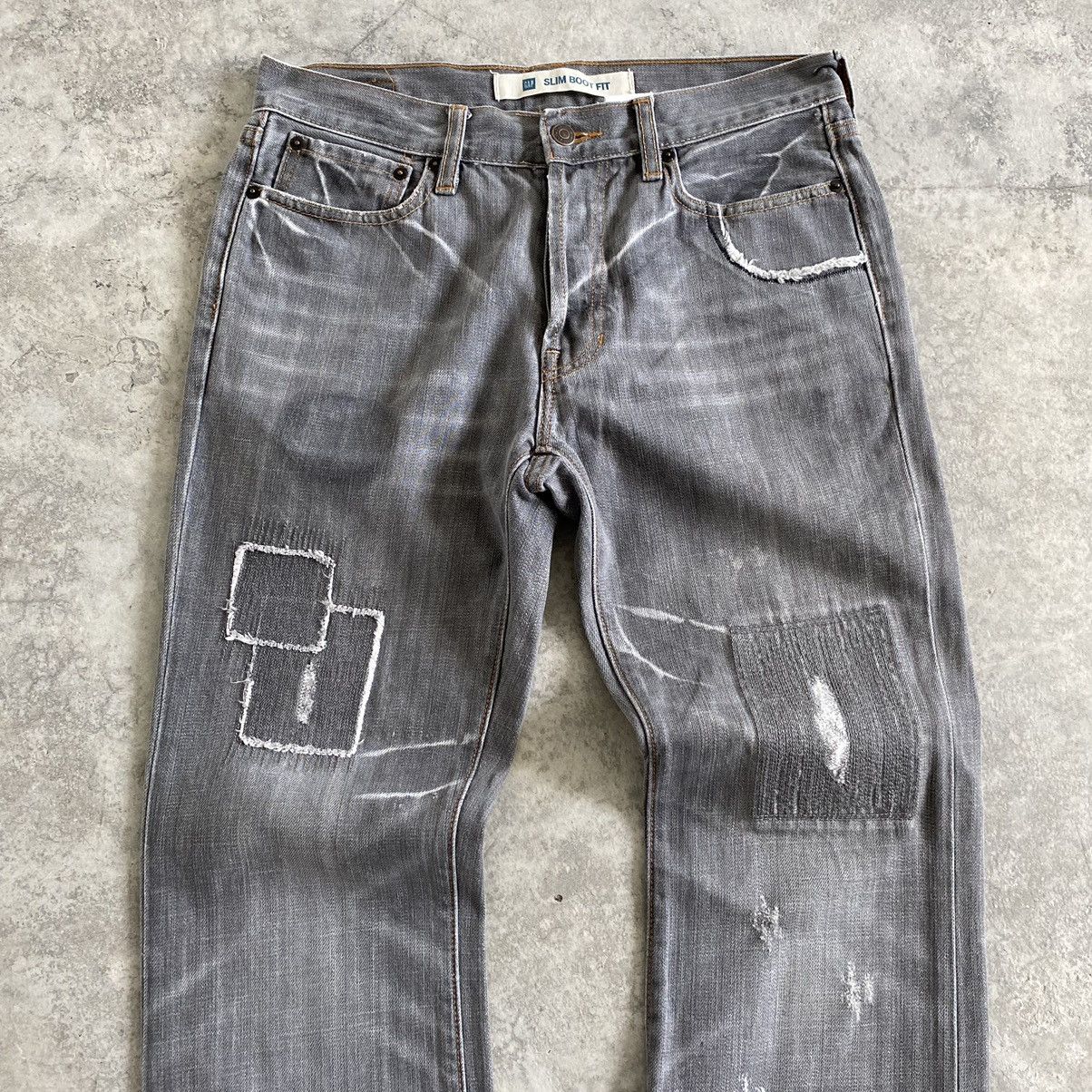 Gap × Vintage Vintage Gap Boot Fit Distressed Flared Denim Jeans Size US 30 / EU 46 - 2 Thumbnail