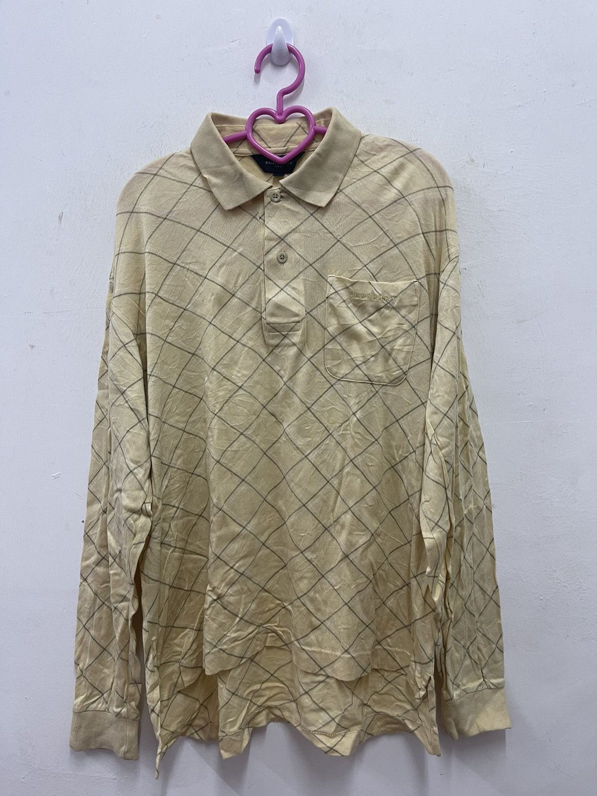 Burberry Rare Vintage BURBERRY Golf Checkered Long Sleeve Polo Size US M / EU 48-50 / 2 - 1 Thumbnail