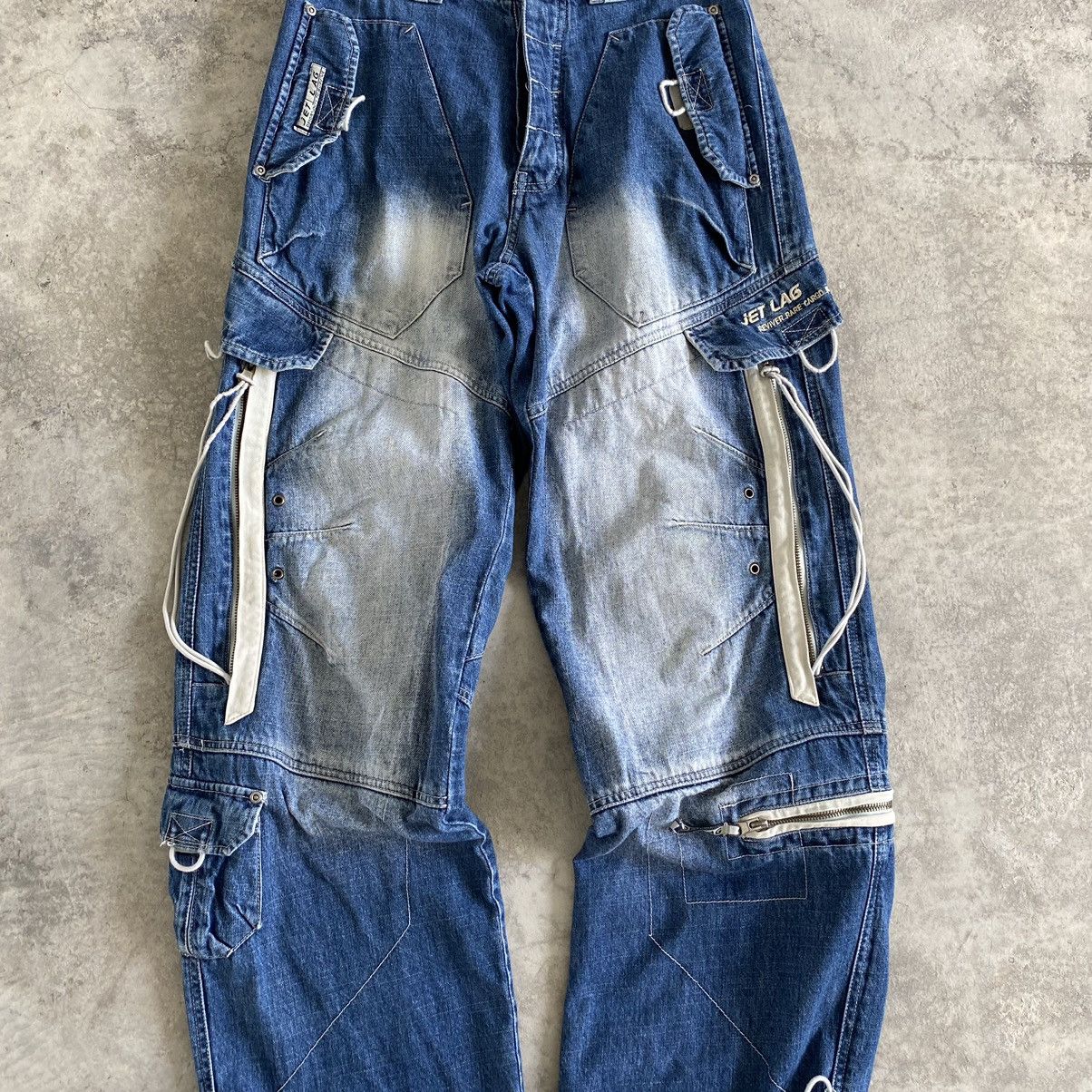 Jet Lag Vintage Jet Lag Washed Blue Baggy Cargo Jeans Size US 30 / EU 46 - 5 Thumbnail