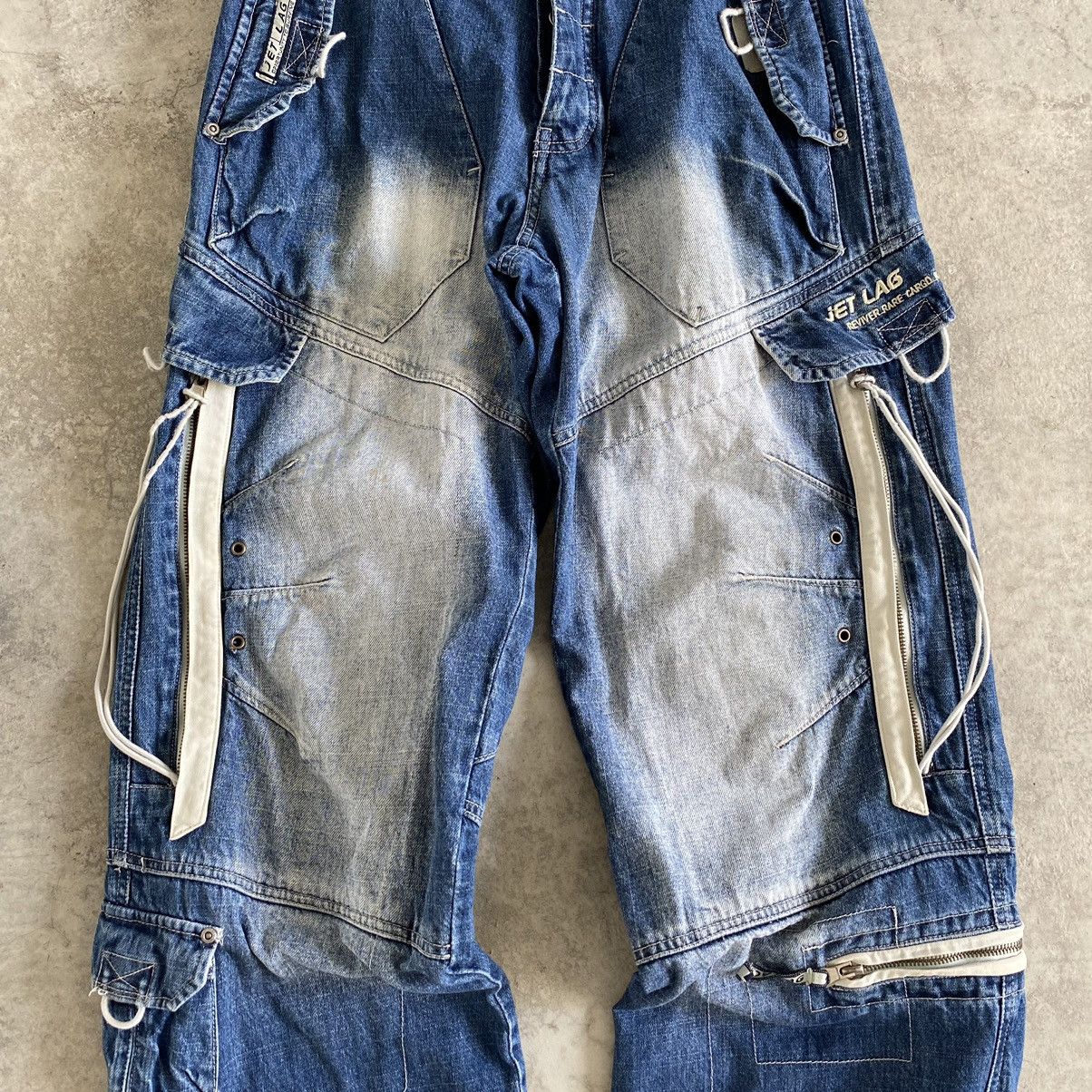 Jet Lag Vintage Jet Lag Washed Blue Baggy Cargo Jeans Size US 30 / EU 46 - 6 Thumbnail