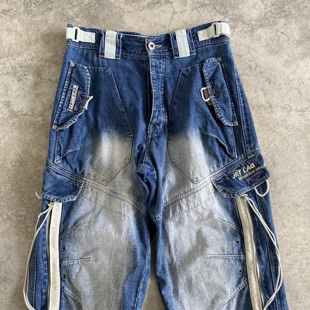 Jet Lag Vintage Jet Lag Washed Blue Baggy Cargo Jeans Size US 30 / EU 46 - 4 Thumbnail