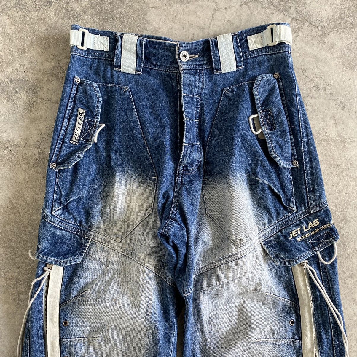 Jet Lag Vintage Jet Lag Washed Blue Baggy Cargo Jeans Size US 30 / EU 46 - 8 Thumbnail