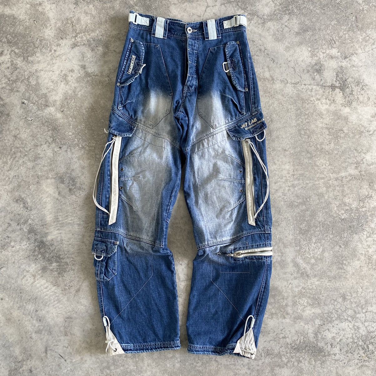 Jet Lag Vintage Jet Lag Washed Blue Baggy Cargo Jeans Size US 30 / EU 46 - 1 Thumbnail