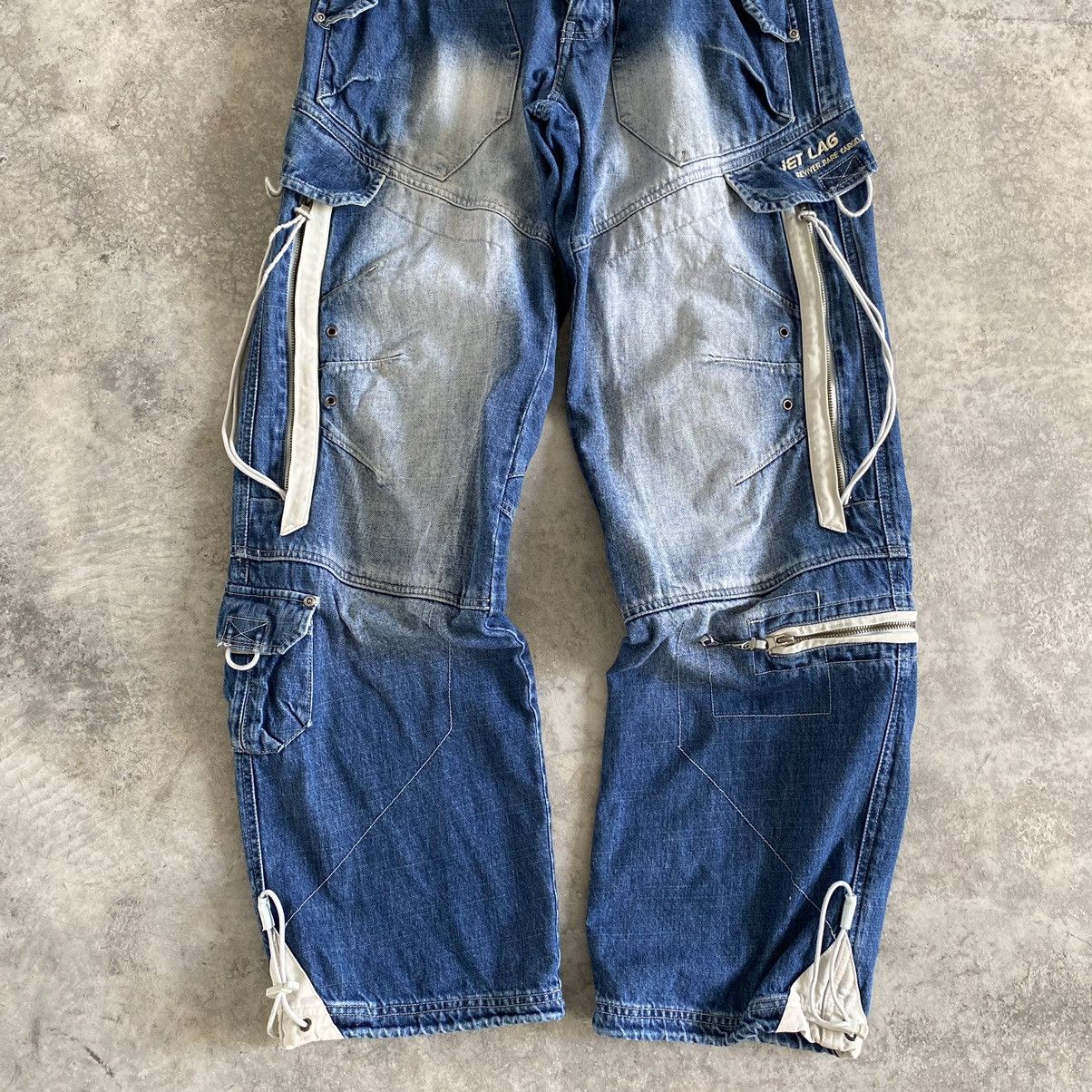 Jet Lag Vintage Jet Lag Washed Blue Baggy Cargo Jeans Size US 30 / EU 46 - 2 Thumbnail