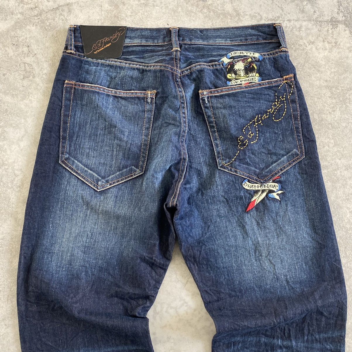 Ed Hardy Ed Hardy by Cristian Audigier Embroidery Baggy Denim Jeans Size US 34 / EU 50 - 4 Thumbnail