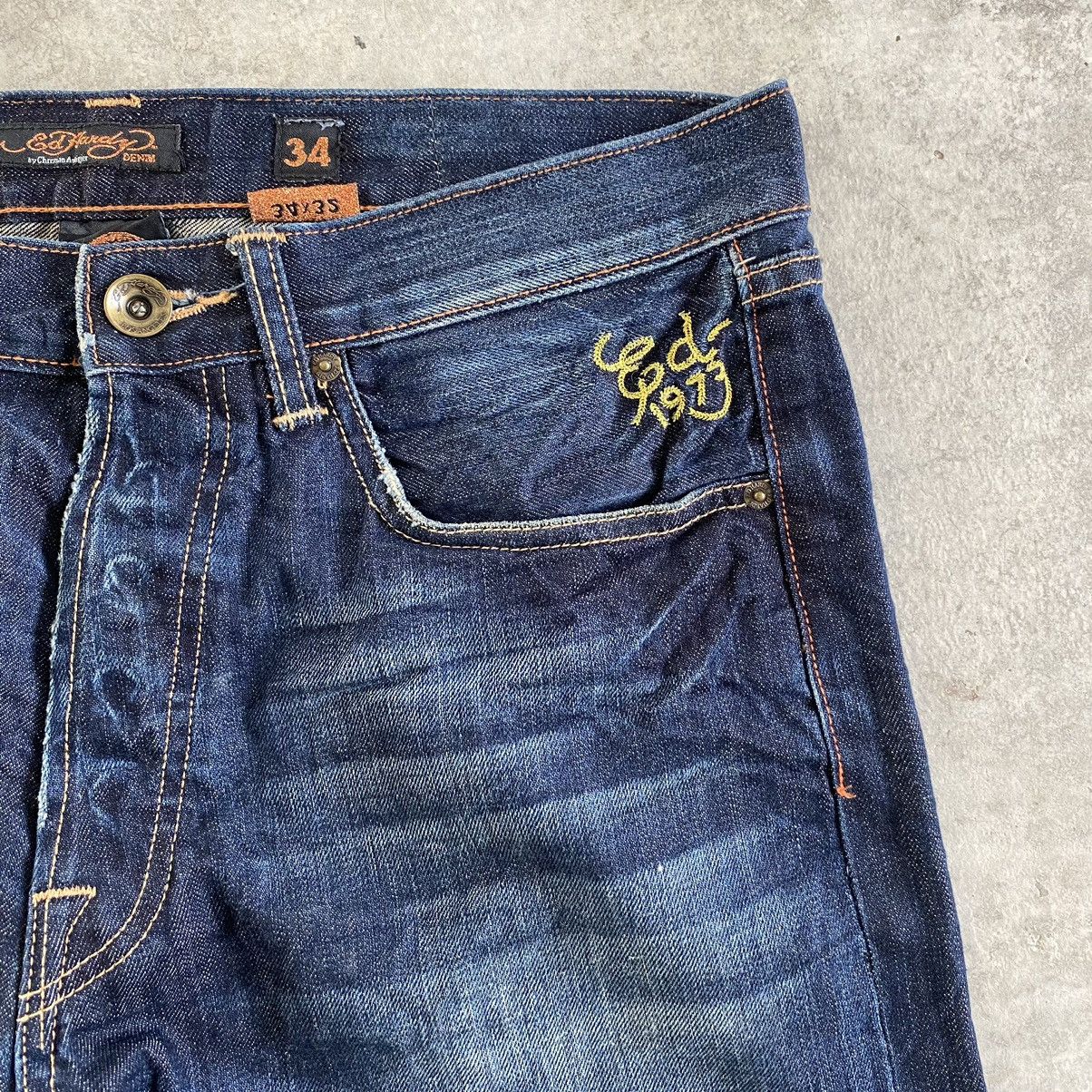 Ed Hardy Ed Hardy by Cristian Audigier Embroidery Baggy Denim Jeans Size US 34 / EU 50 - 13 Thumbnail