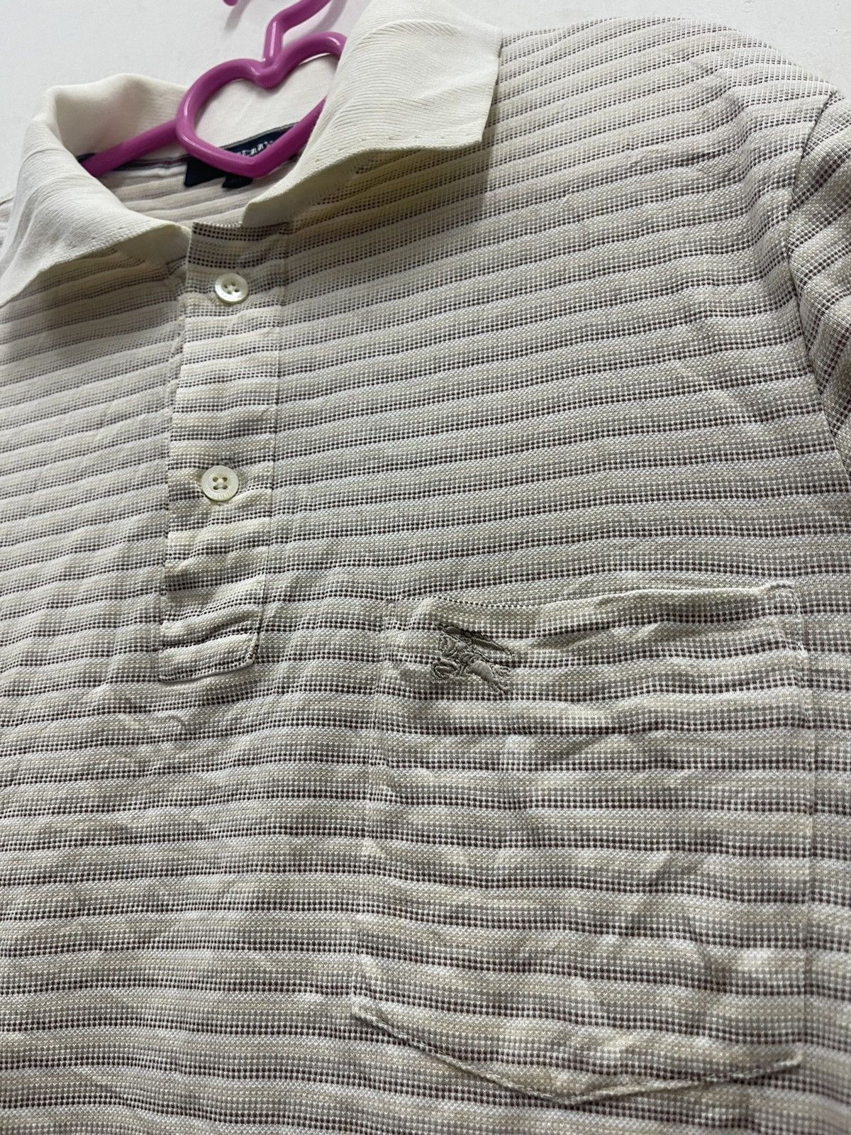 Burberry Rare Vintage BURBERRY Single Pocket Striped Polo Size US M / EU 48-50 / 2 - 2 Thumbnail