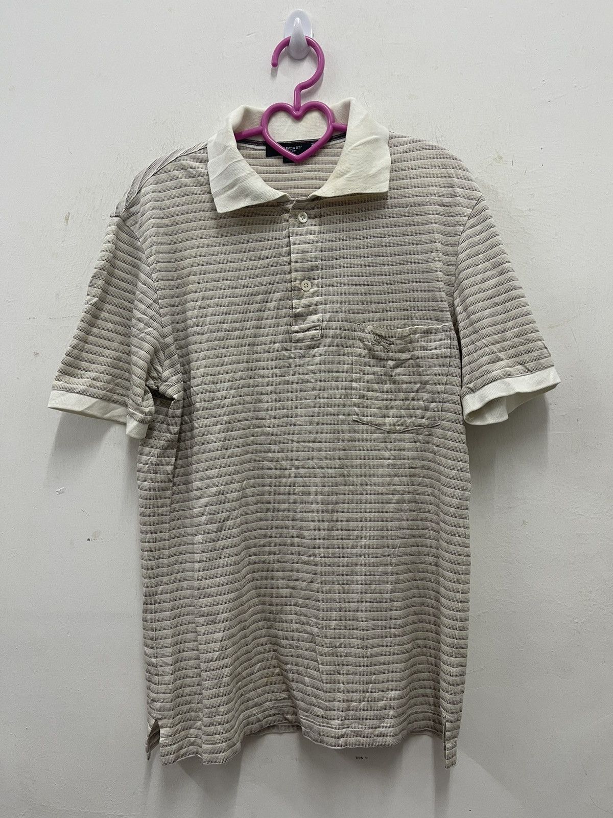 Rare Vintage BURBERRY Single Pocket Striped Polo