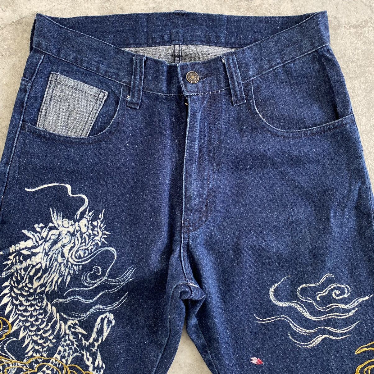 Japanese Brand Vomanie Printed Embroidery Sukajan Denim Jeans Size US 31 - 8 Thumbnail