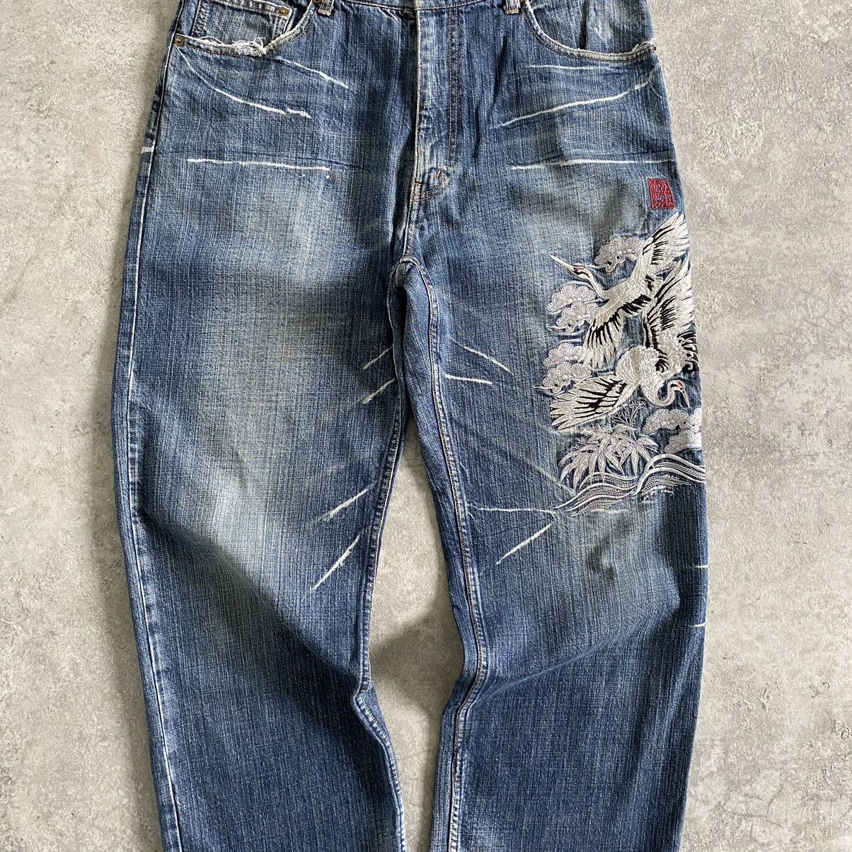 Karakuri Tamashii Karakuri Tamashii Embroidery Sukajan Denim Jeans Size US 34 / EU 50 - 2 Thumbnail