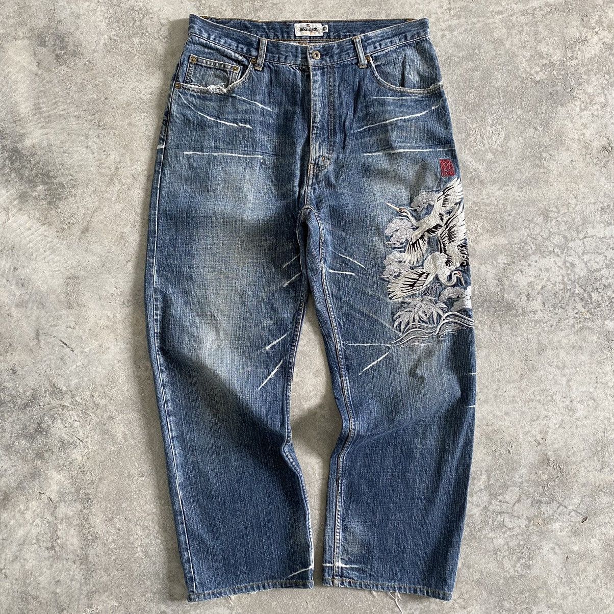 Karakuri Tamashii Karakuri Tamashii Embroidery Sukajan Denim Jeans Size US 34 / EU 50 - 1 Thumbnail