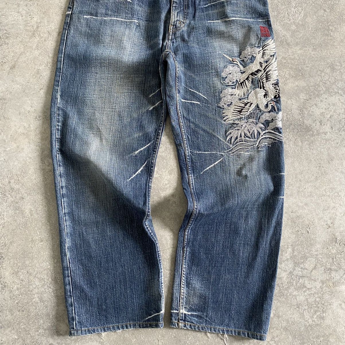 Karakuri Tamashii Karakuri Tamashii Embroidery Sukajan Denim Jeans Size US 34 / EU 50 - 4 Thumbnail
