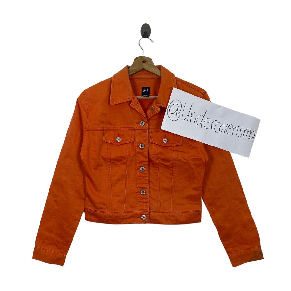 image of Vintage Gap Pocket Crop Top Orange Jeans Jacket, Men's (Size XS)