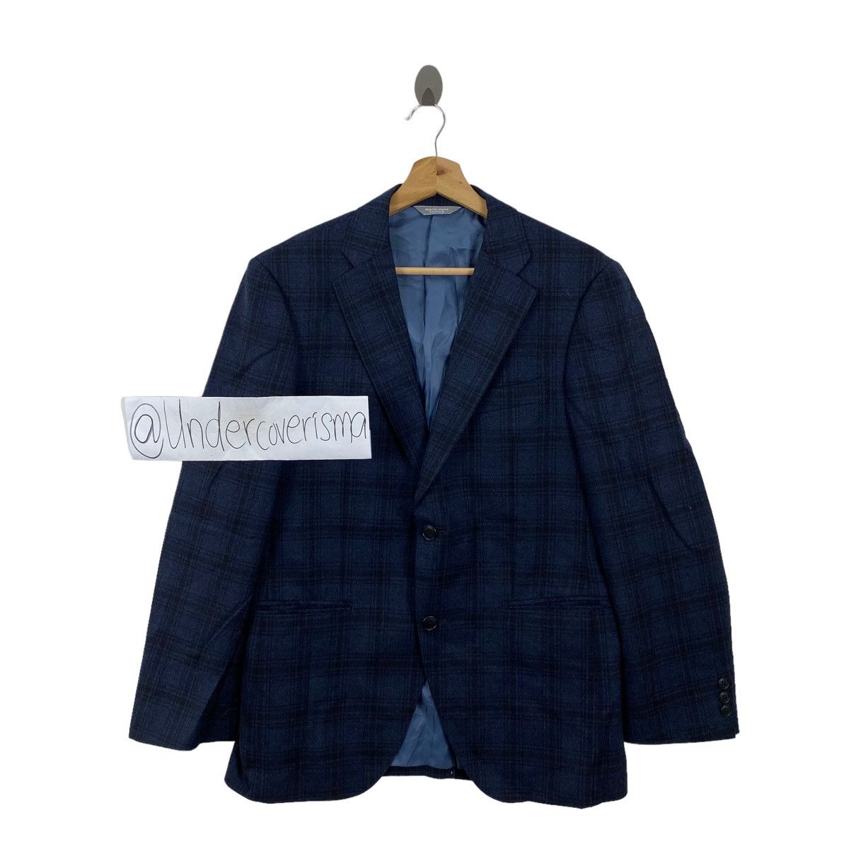Vintage Vintage MARIE CLAIRE HOMME Check Tartan Navy Blazer Jacket Size US M / EU 48-50 / 2 - 1 Thumbnail