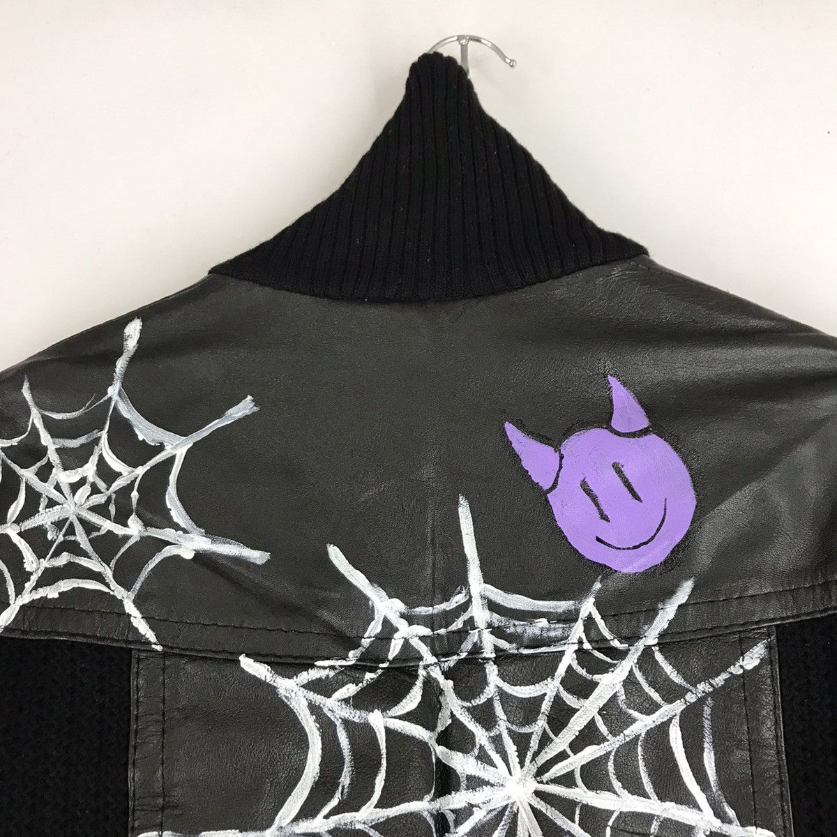 Vintage 🔥BINEFAR LEATHER KNIT ART CUSTOM SPIDER DEVIL JACKET Size US M / EU 48-50 / 2 - 10 Thumbnail