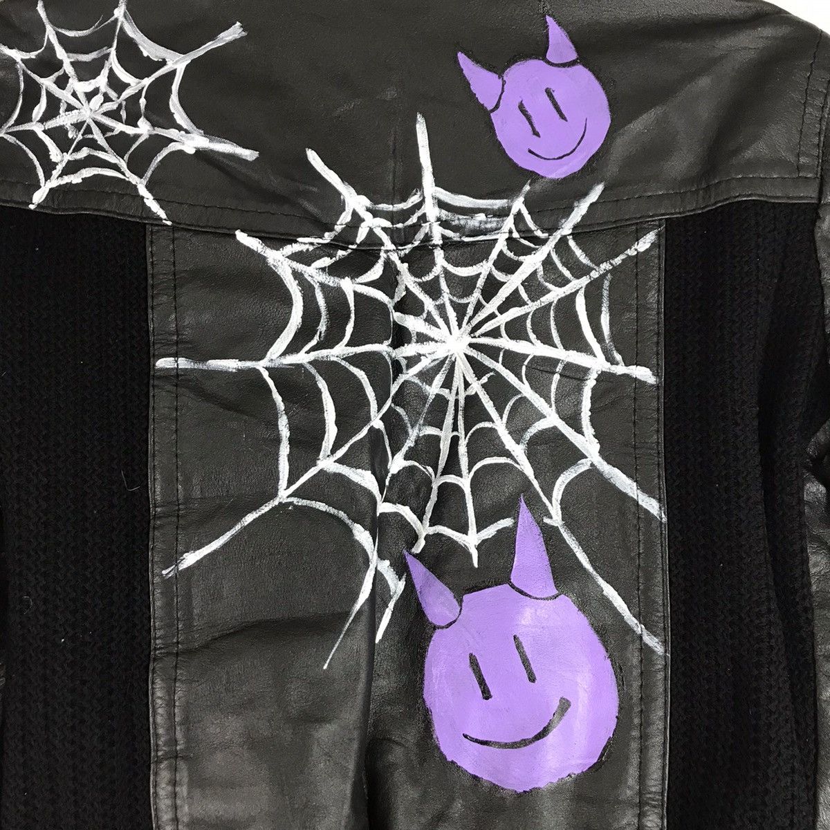 Vintage 🔥BINEFAR LEATHER KNIT ART CUSTOM SPIDER DEVIL JACKET Size US M / EU 48-50 / 2 - 9 Thumbnail