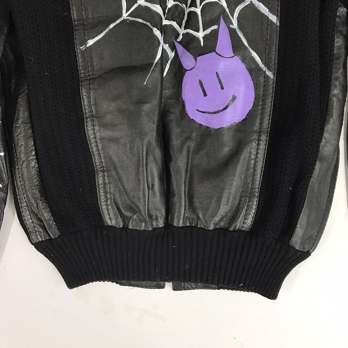 Vintage 🔥BINEFAR LEATHER KNIT ART CUSTOM SPIDER DEVIL JACKET Size US M / EU 48-50 / 2 - 11 Thumbnail