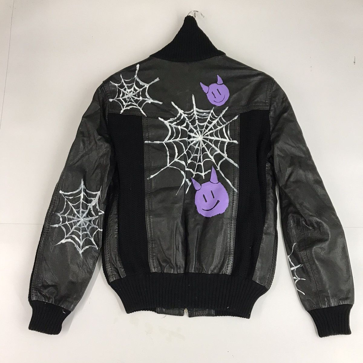 Vintage 🔥BINEFAR LEATHER KNIT ART CUSTOM SPIDER DEVIL JACKET Size US M / EU 48-50 / 2 - 8 Thumbnail