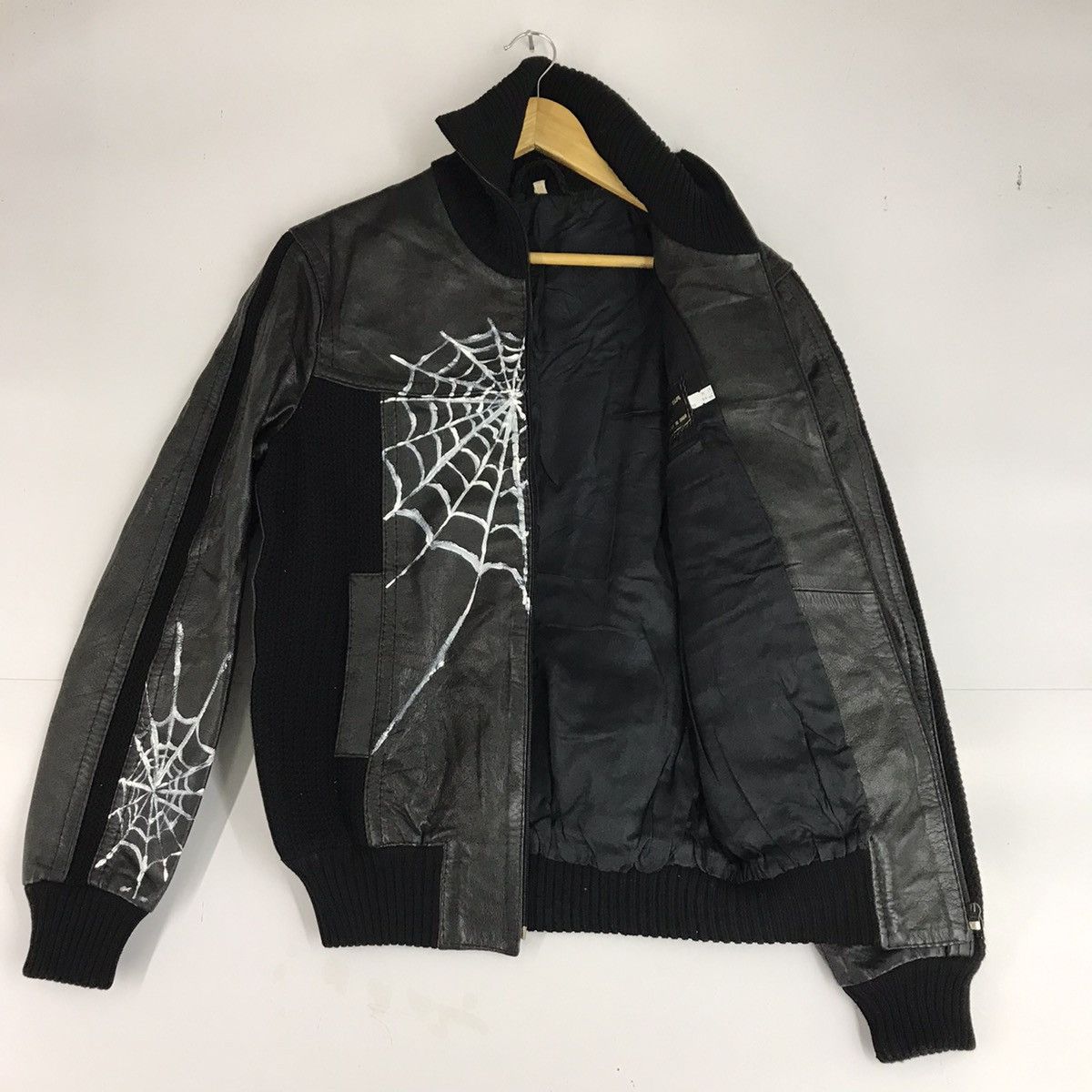 Vintage 🔥BINEFAR LEATHER KNIT ART CUSTOM SPIDER DEVIL JACKET Size US M / EU 48-50 / 2 - 13 Thumbnail