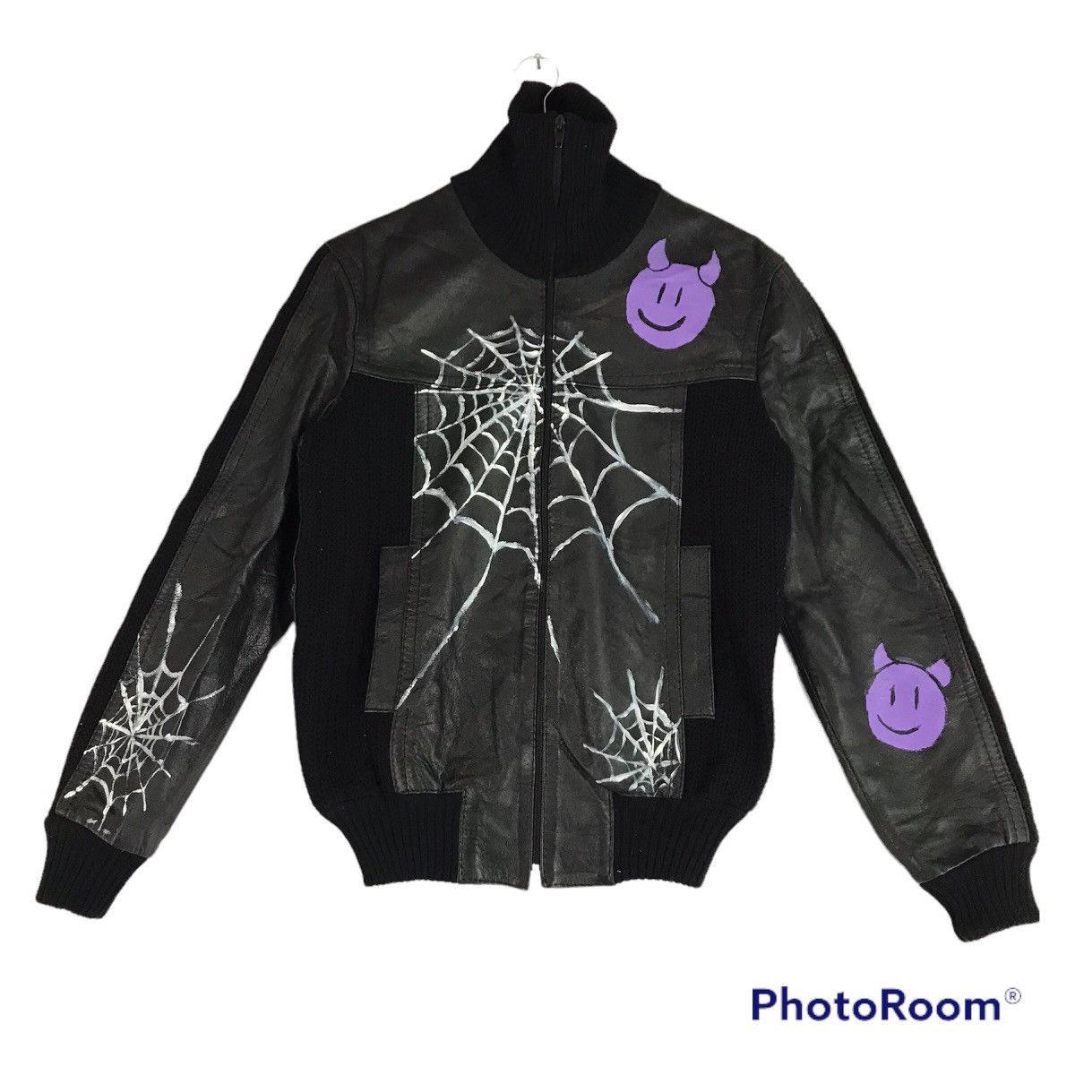Vintage 🔥BINEFAR LEATHER KNIT ART CUSTOM SPIDER DEVIL JACKET Size US M / EU 48-50 / 2 - 2 Thumbnail