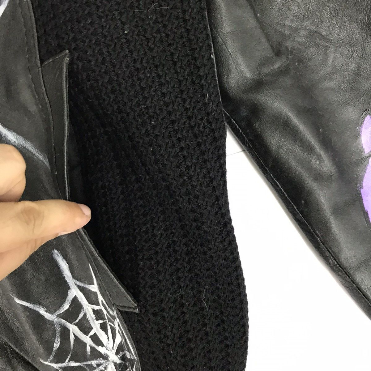 Vintage 🔥BINEFAR LEATHER KNIT ART CUSTOM SPIDER DEVIL JACKET Size US M / EU 48-50 / 2 - 5 Thumbnail